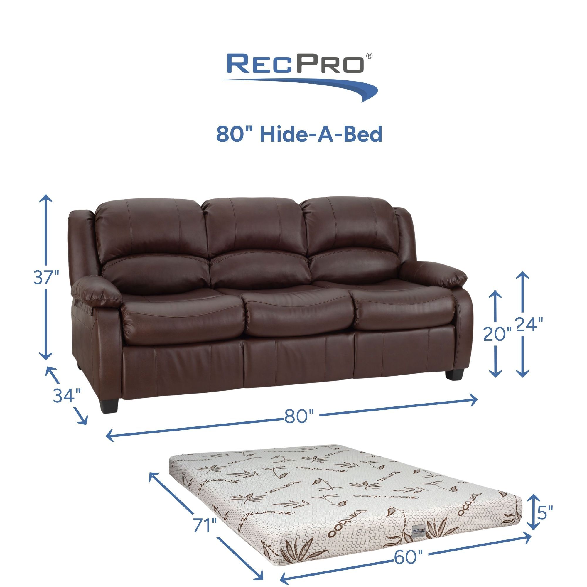 80" Hide-A-Bed Measurements 80" Hide-A-Bed Measurements