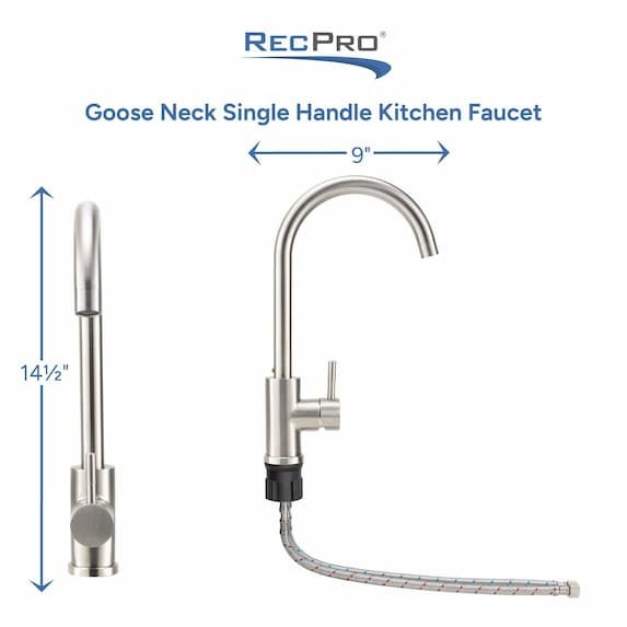 goose neck single handle kitchen faucet measurements