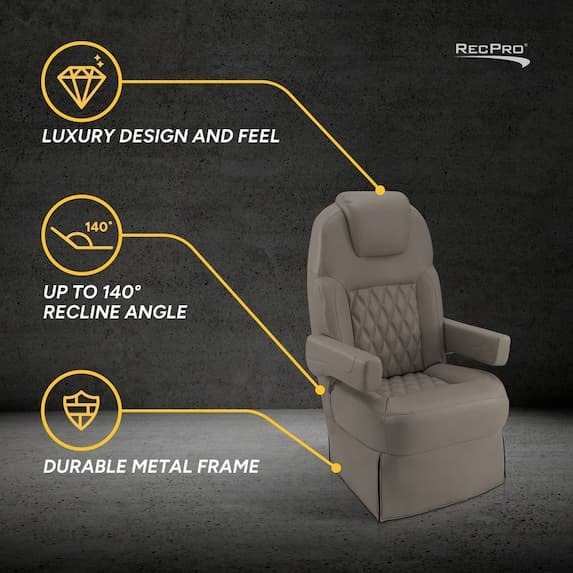 luxury design and feel, up to 140 degree recline angle, durable metal frame