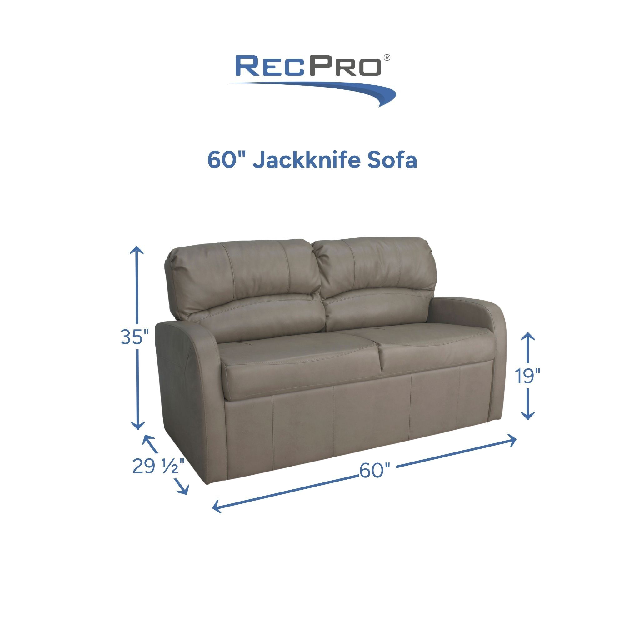 60" Jackknife Sofa Measurements 60" Jackknife Sofa Measurements