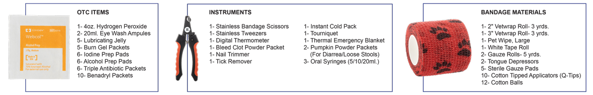 bandage materials, instruments, and oct items included