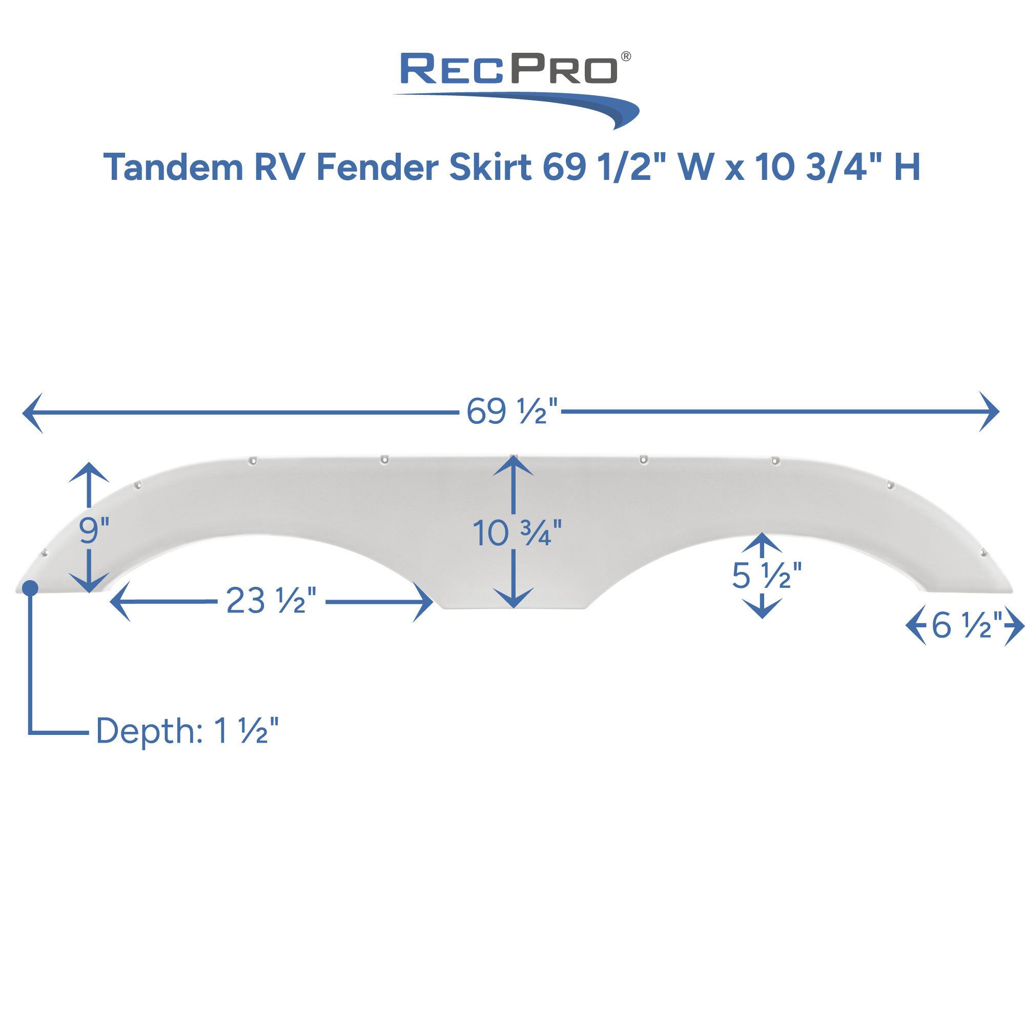 Tandem RV Fender Skirt Measurements 69.5 x 10.75
