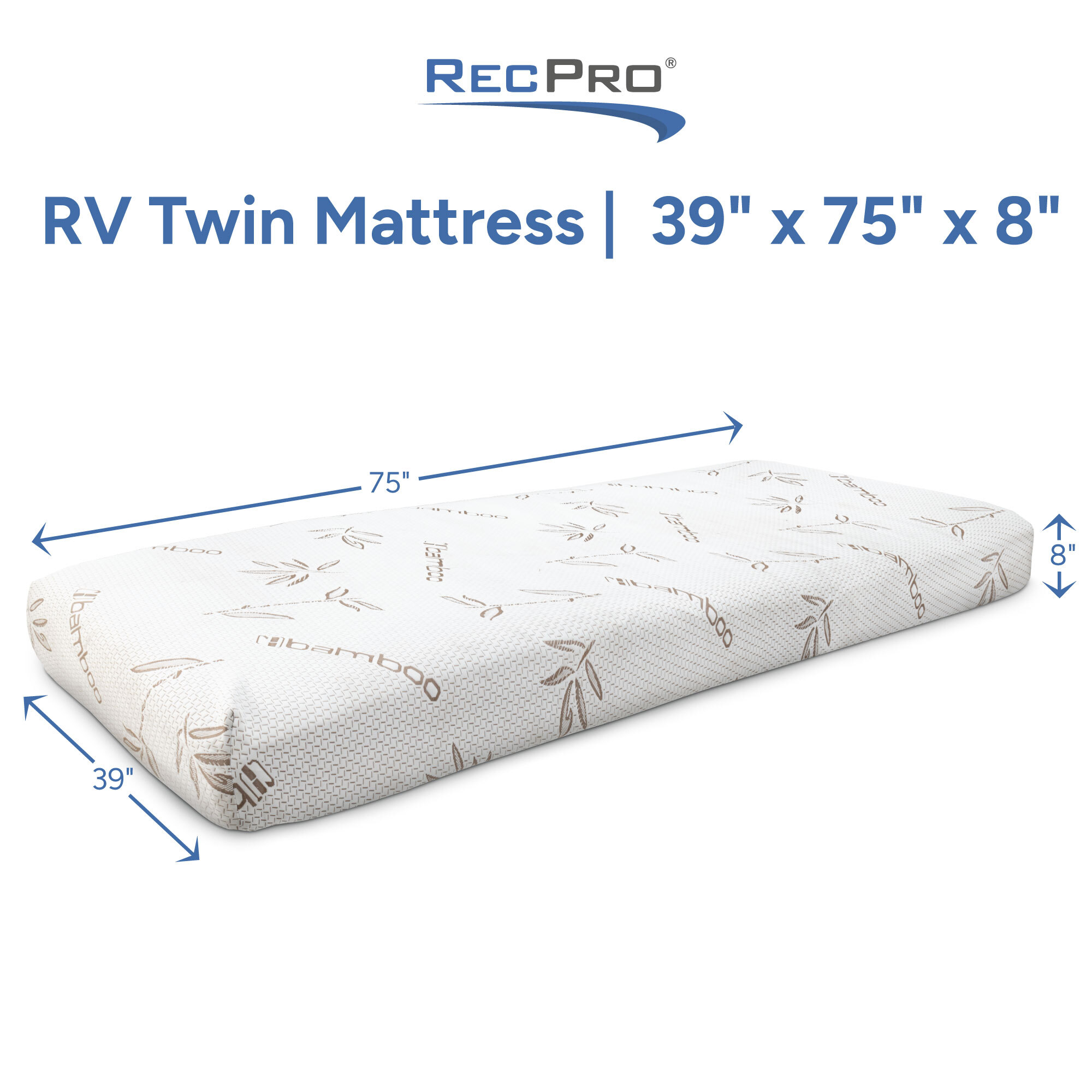 RV Twin Mattress Measurements 39" x 75" x 8"