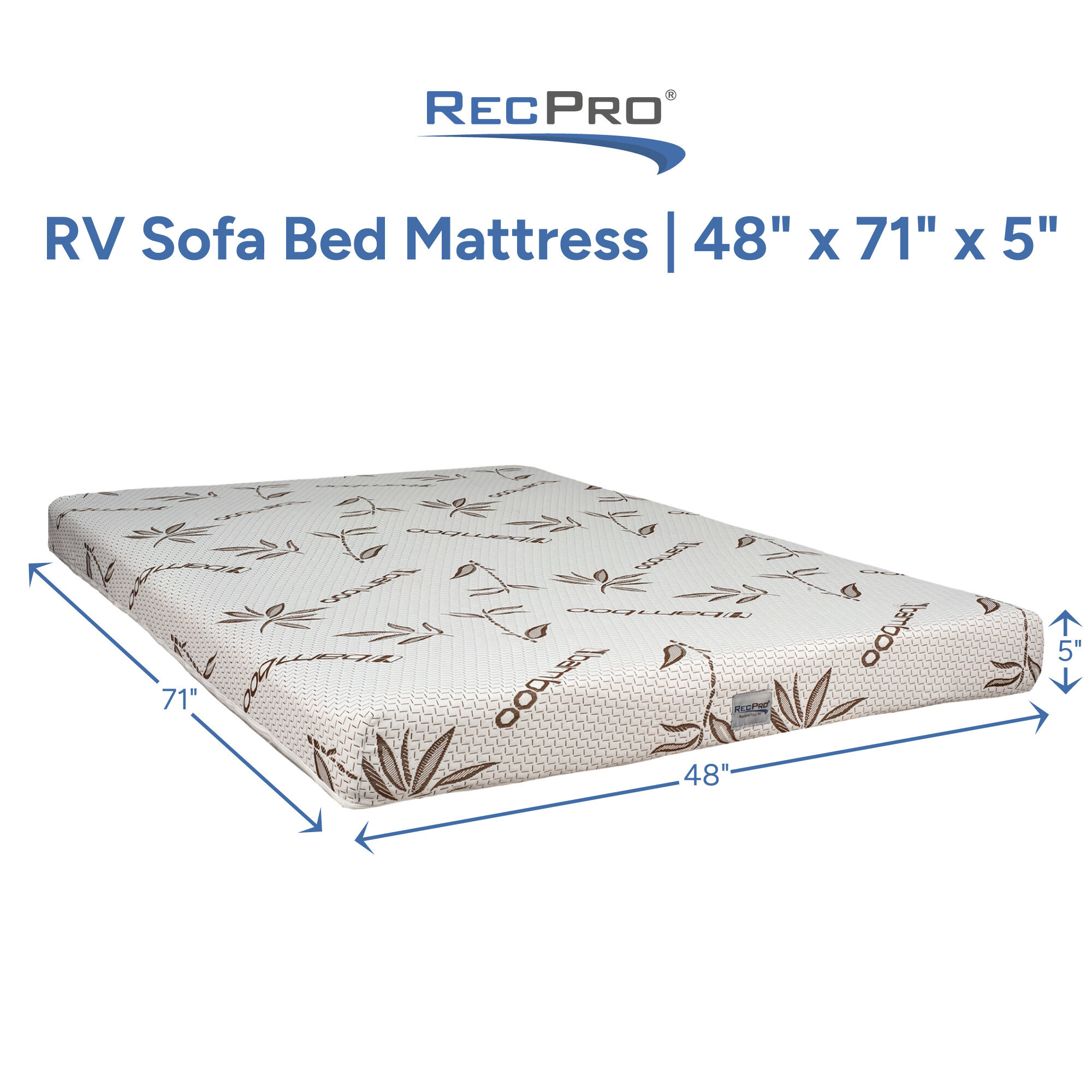 RV Sofa Bed Mattress Measurements 48" x 71" x 5" RV Sofa Bed Mattress Measurements 48" x 71" x 5"