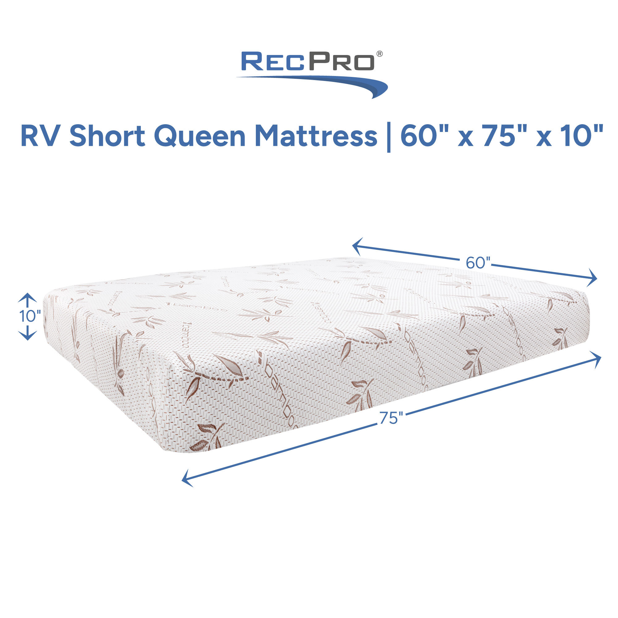 RV Short Queen Mattress 60" x 75" x 10"