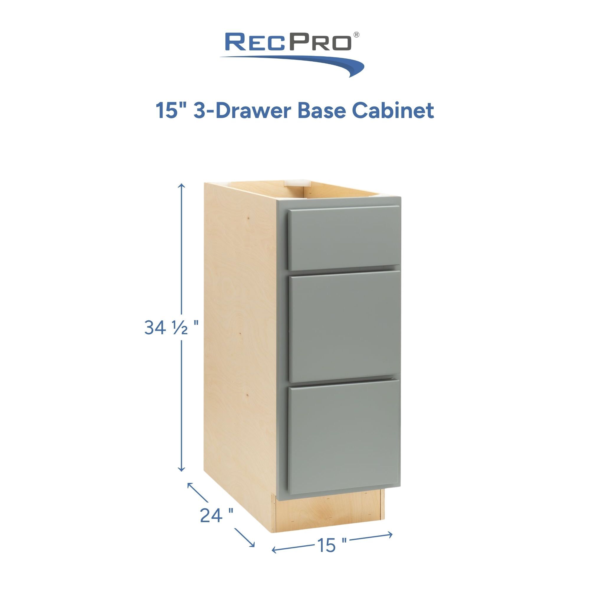 15" 3-Drawer Base Cabinet Measurements 15" 3-Drawer Base Cabinet Measurements