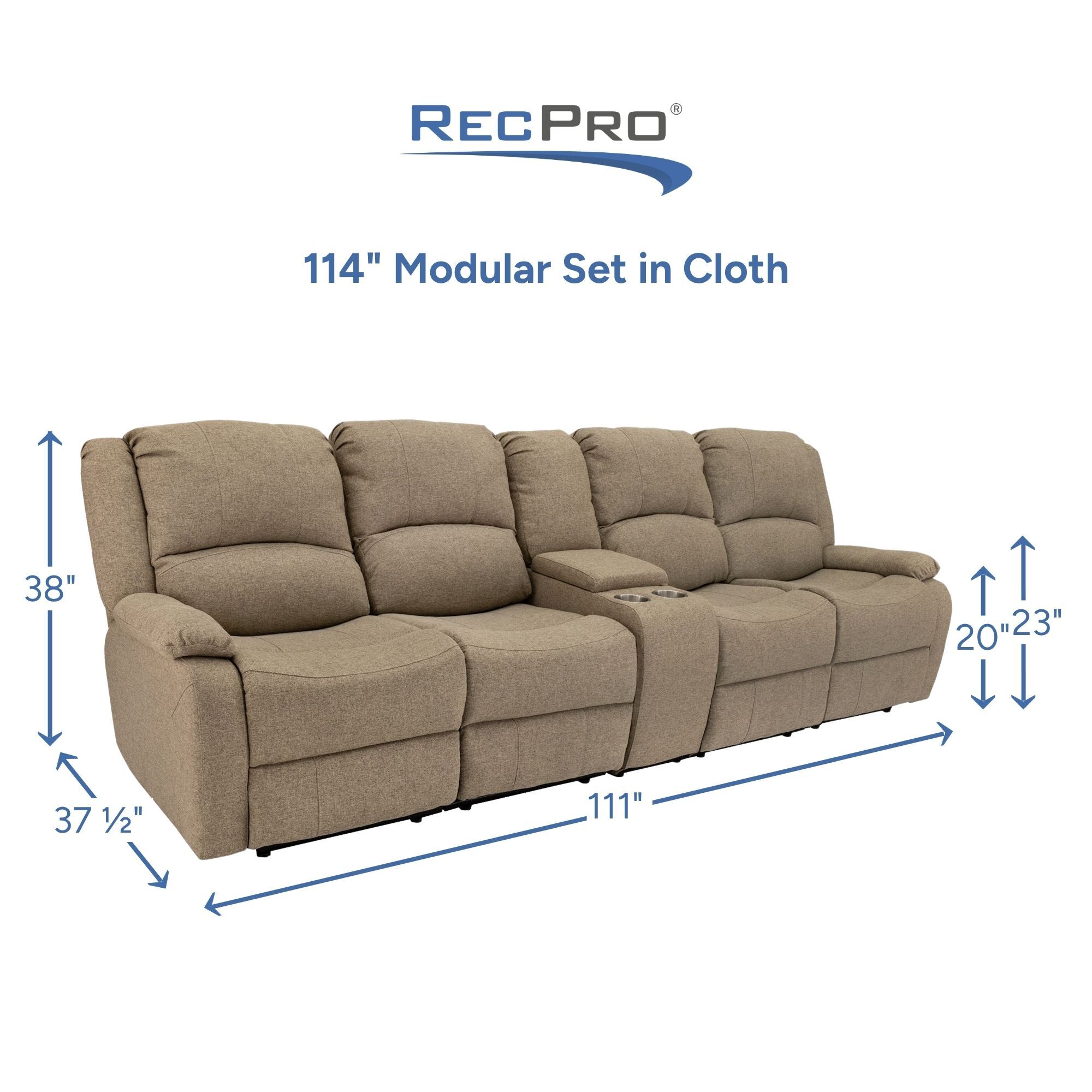 114" Modular Set in Cloth Measurements 