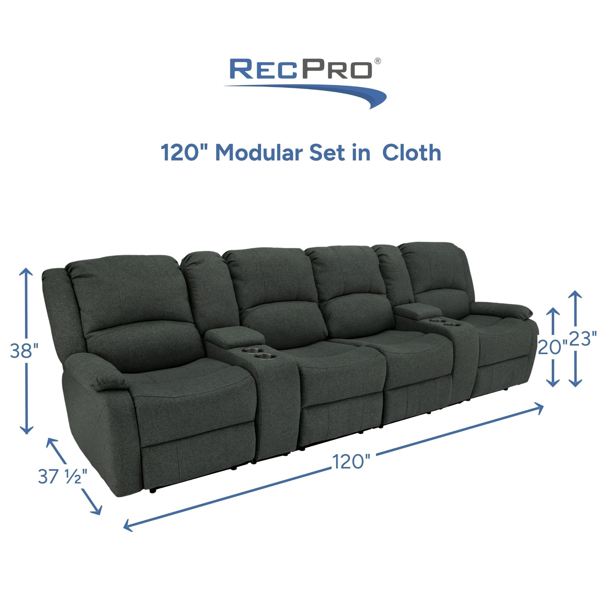 120" Modular Set in Cloth Measurements 120" Modular Set in Cloth Measurements