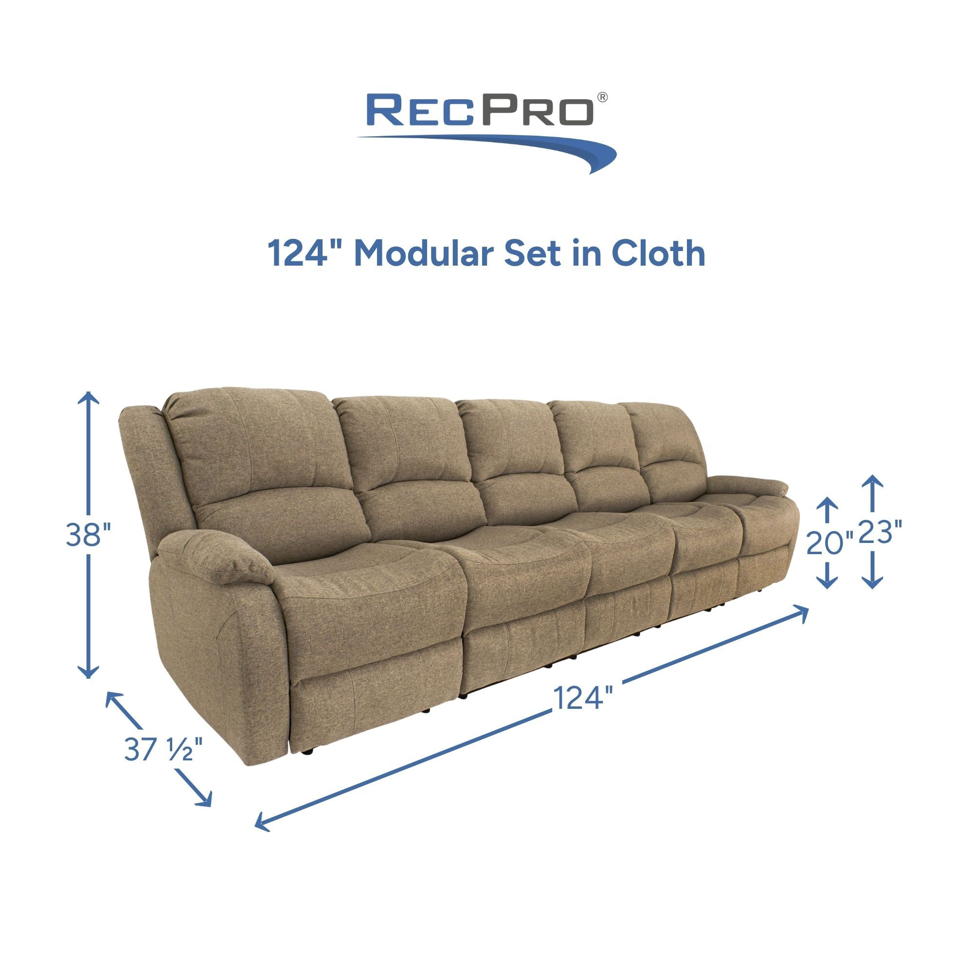 124" Modular Set in Cloth Measurements 