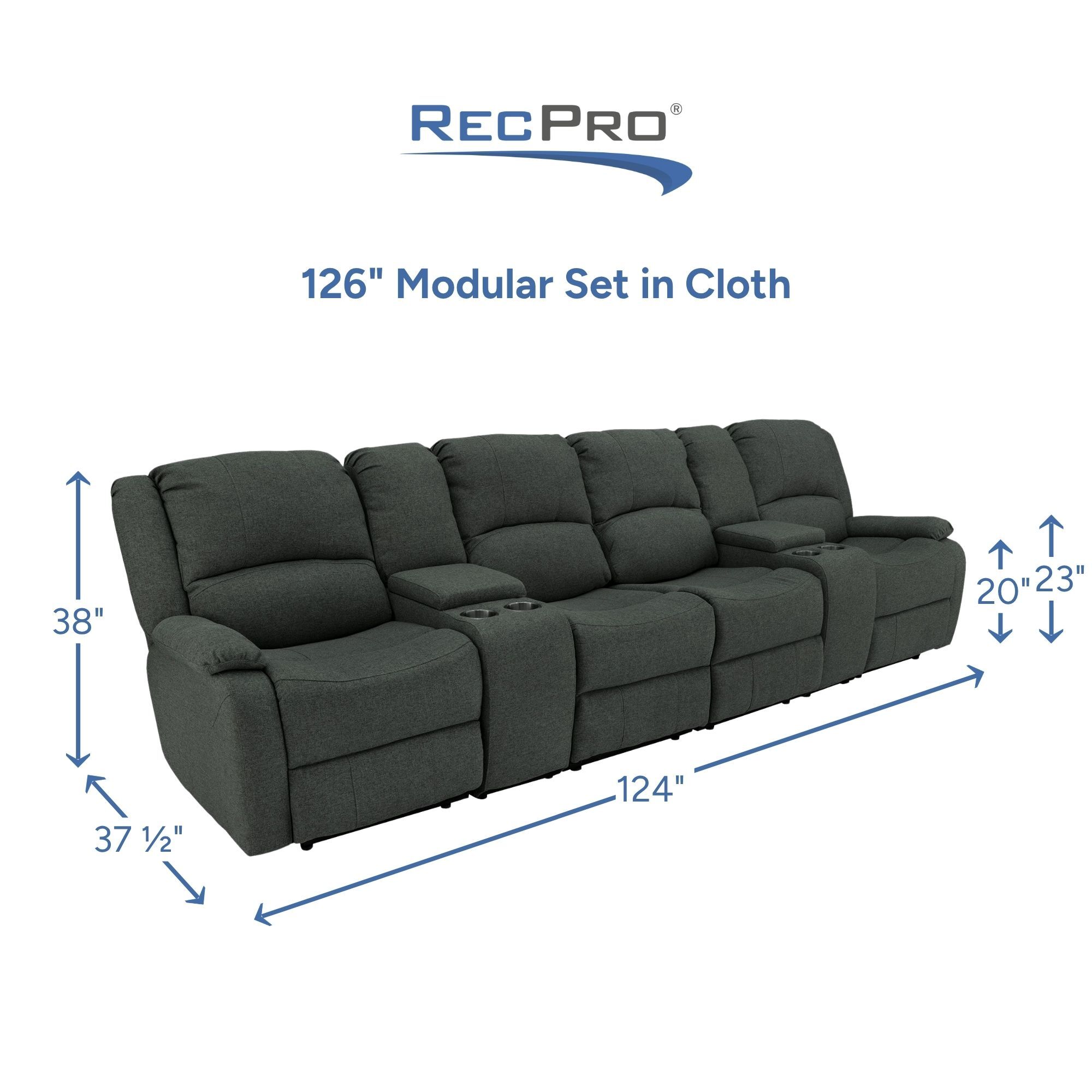 126" Modular Set in Cloth Measurements 126" Modular Set in Cloth Measurements