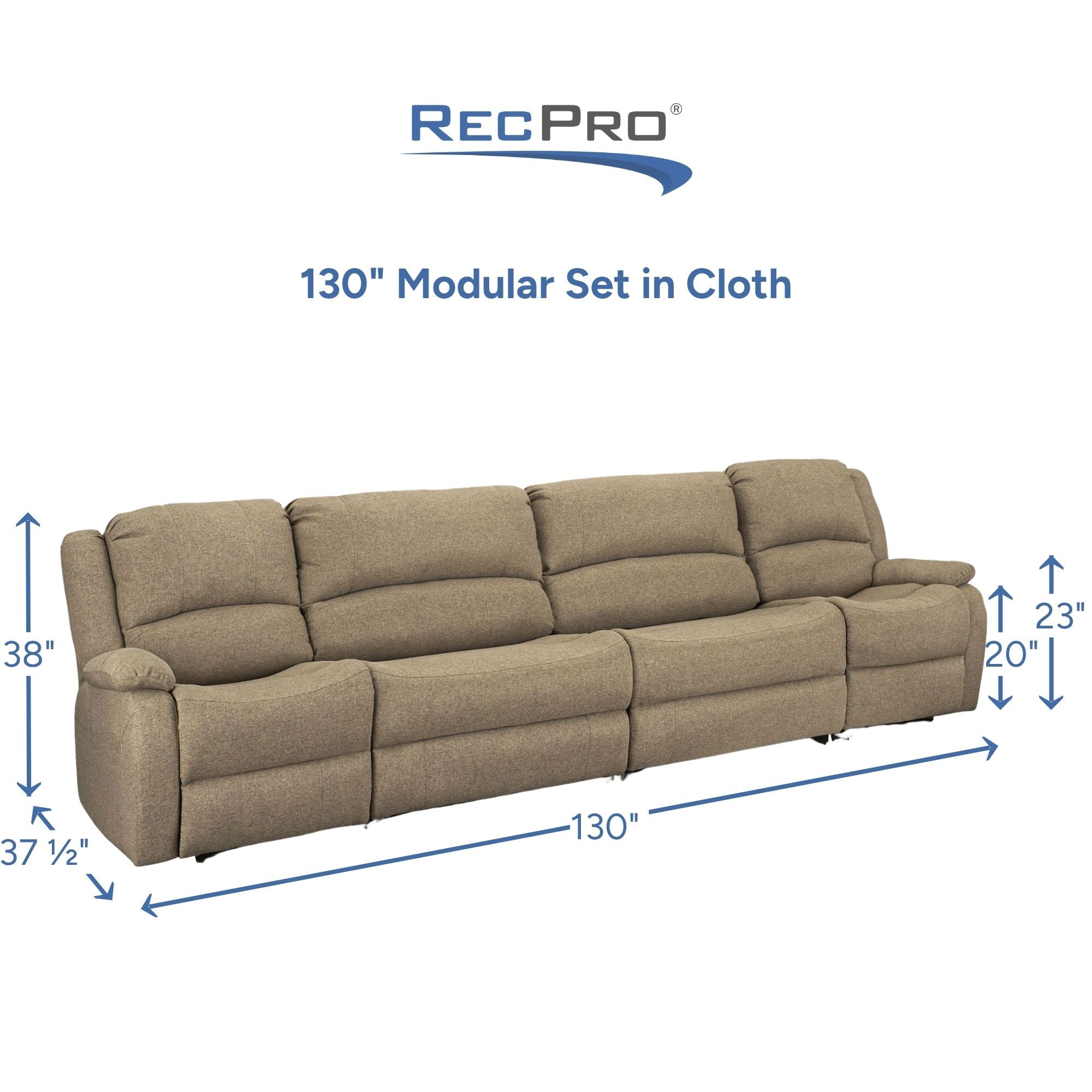 130" Modular Set in Cloth Measurements 