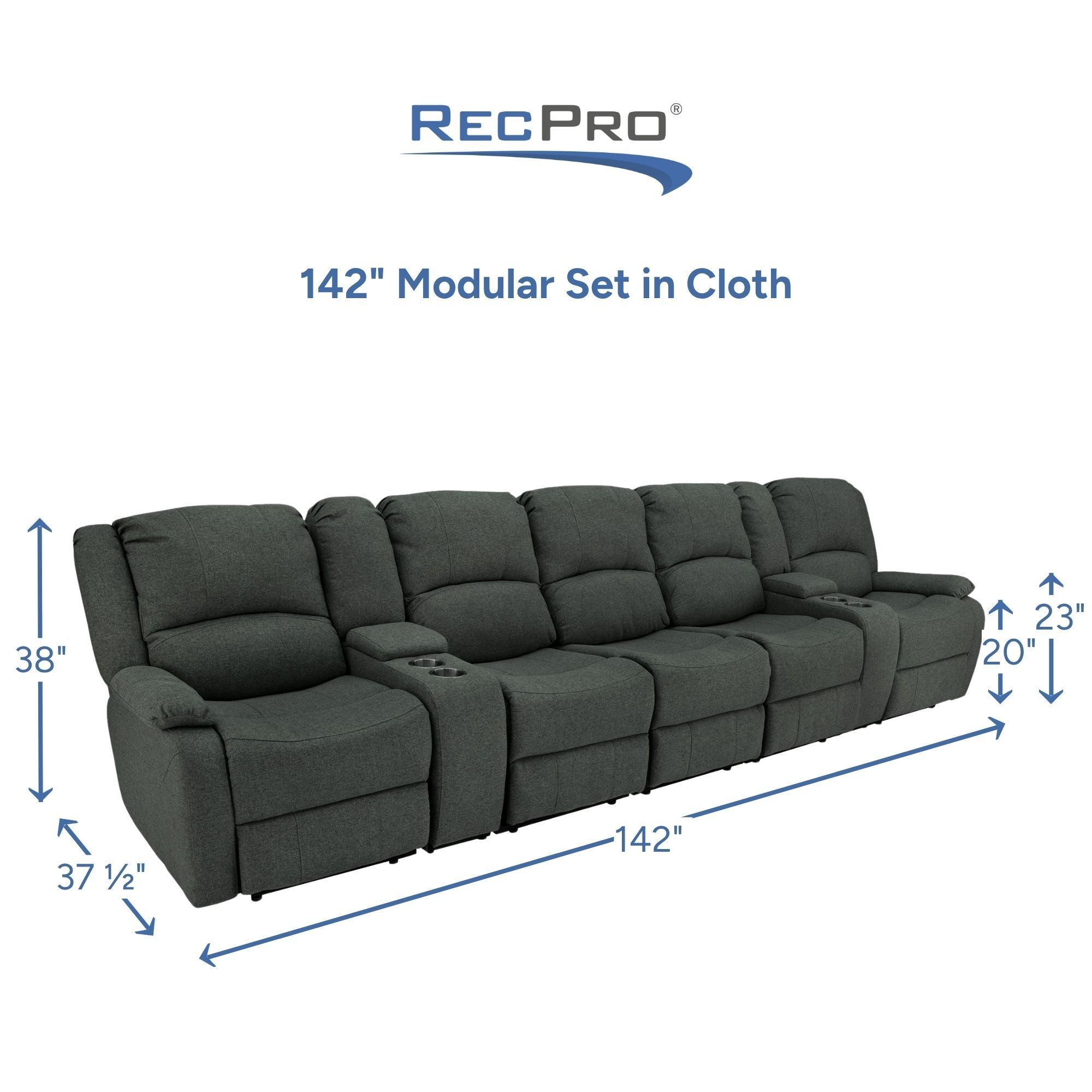 142" Modular Set in Cloth Measurements 142" Modular Set in Cloth Measurements