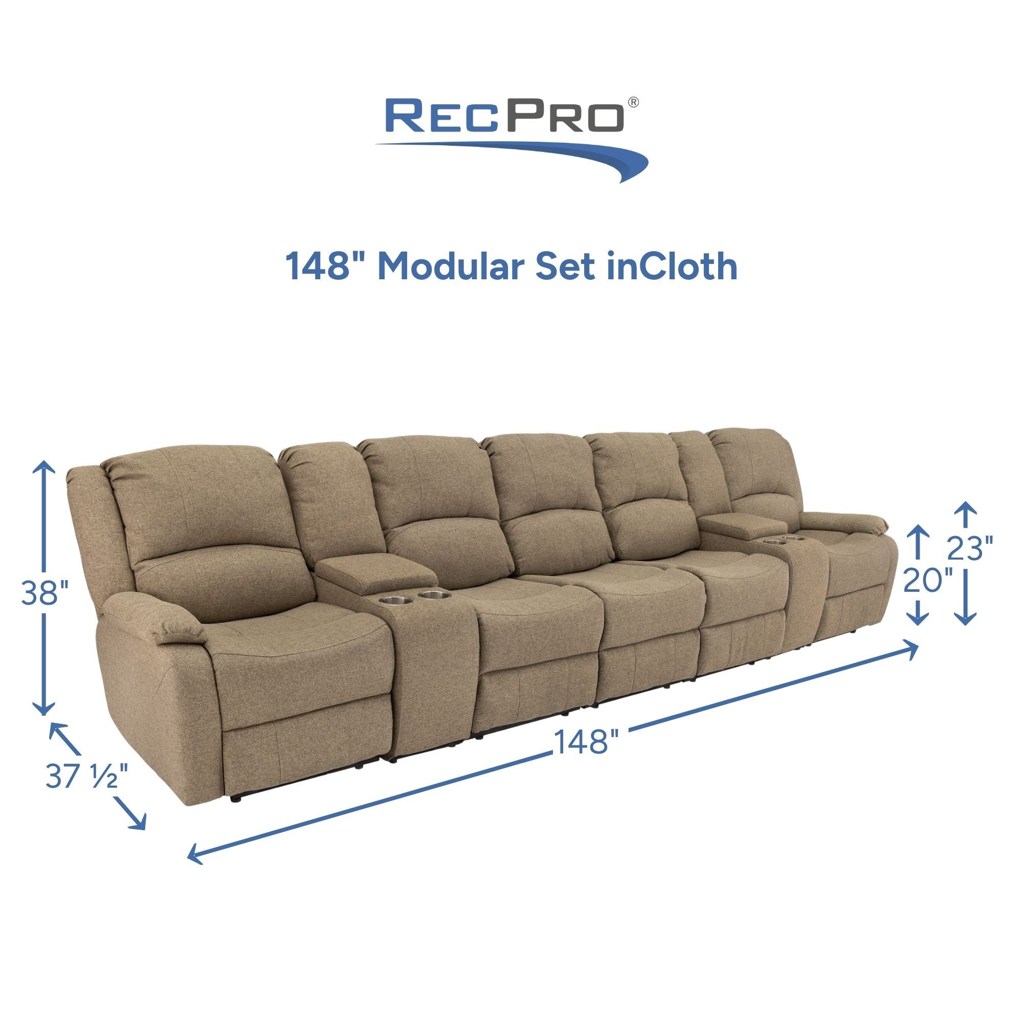148" Modular Set in Cloth Measurements 148" Modular Set in Cloth Measurements