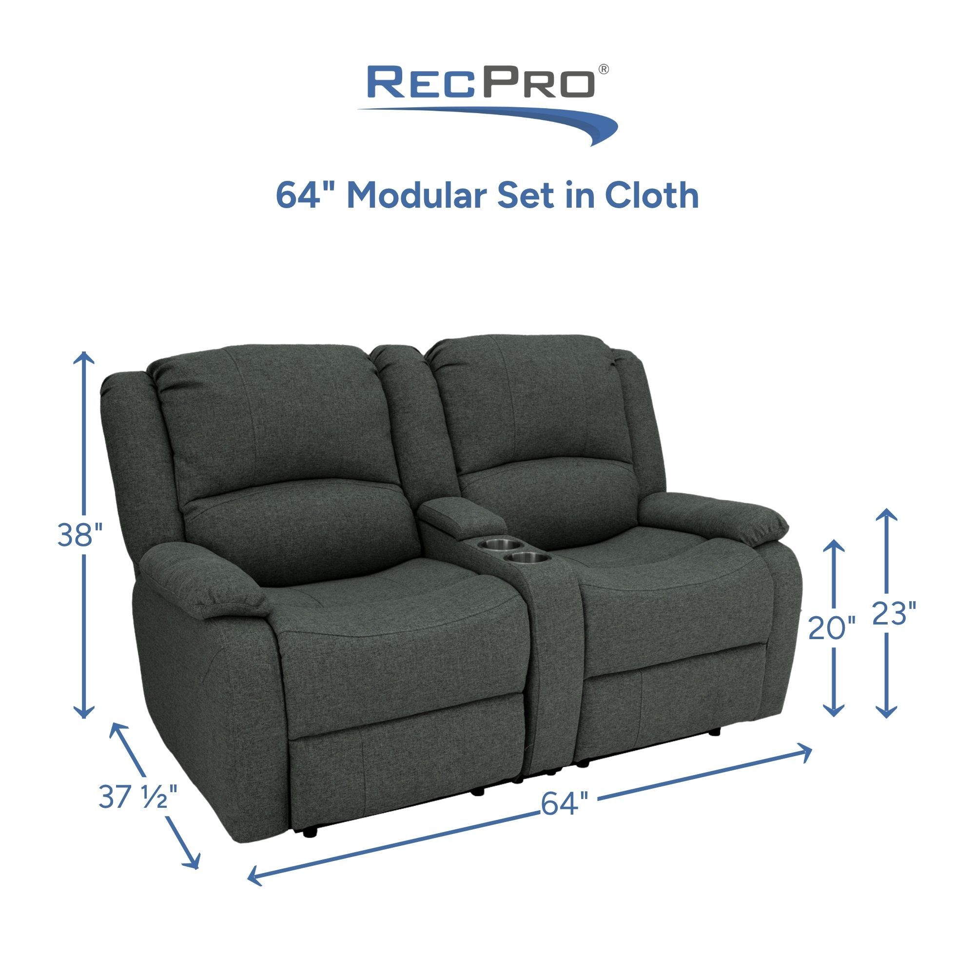 64" Modular Set in Cloth Measurements 64" Modular Set in Cloth Measurements
