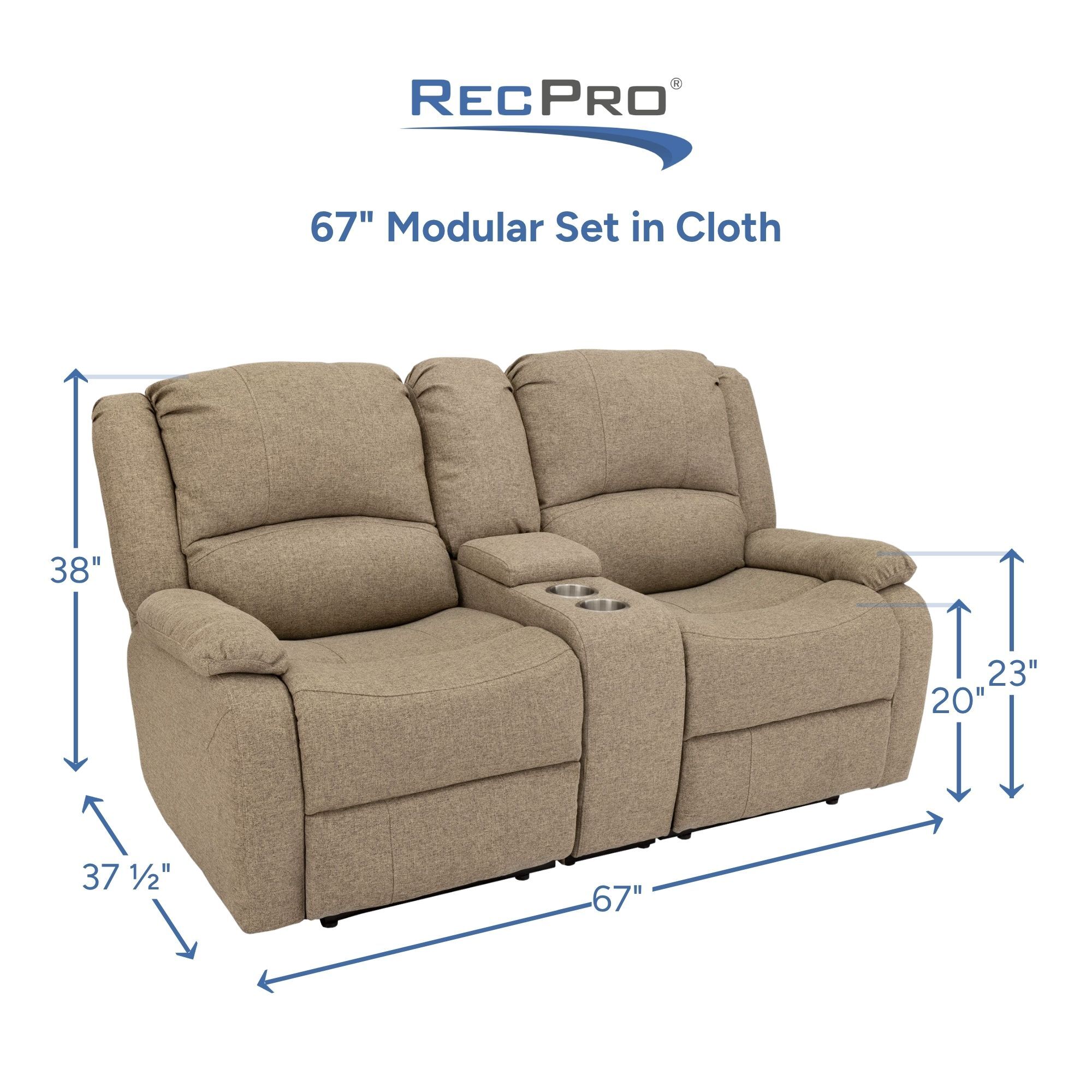 67" Modular Set in Cloth Measurements 