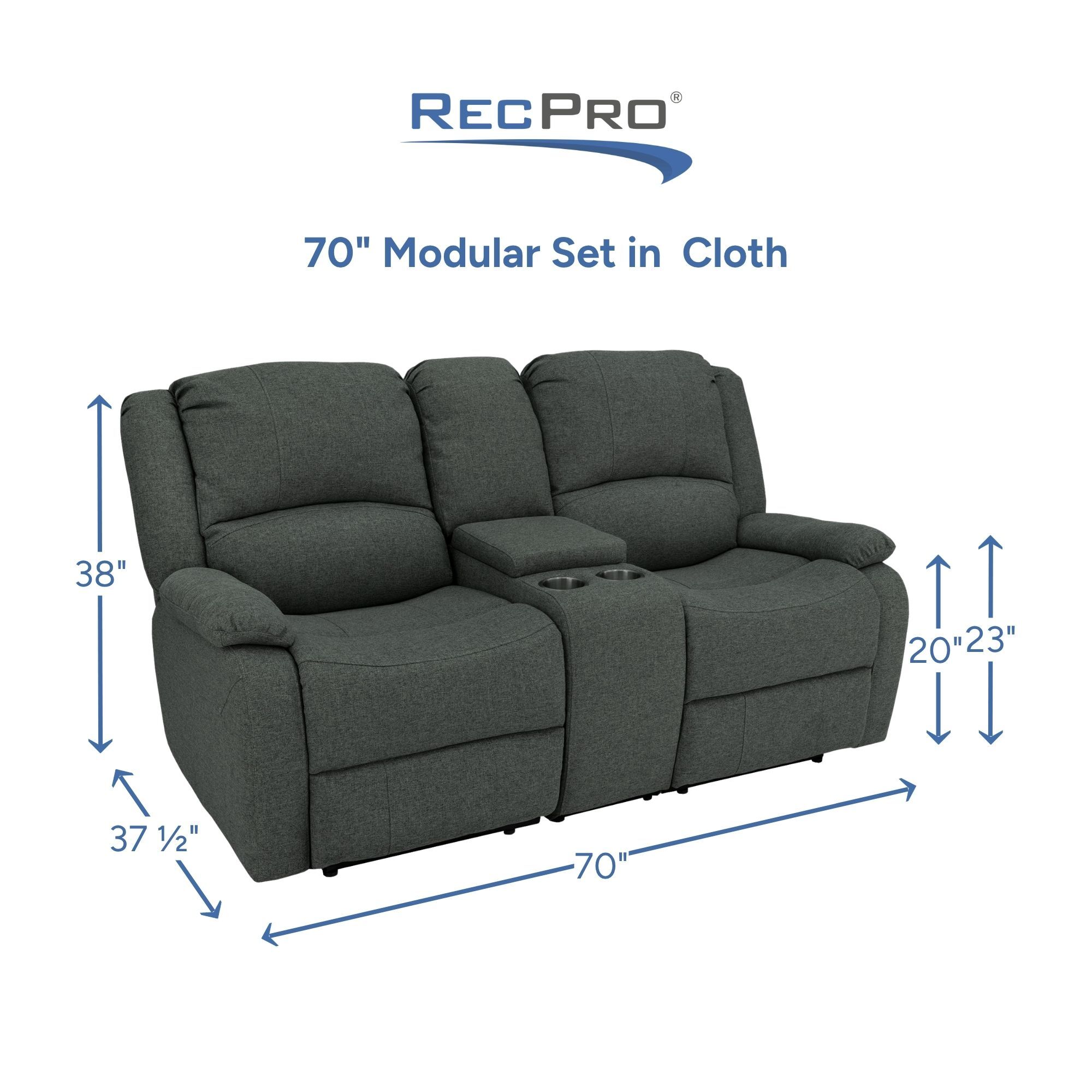 70" Modular Set in Cloth Measurements 70" Modular Set in Cloth Measurements