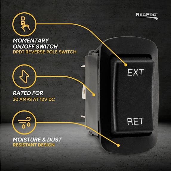 momentary on/off switch, rated for 30 AMPS at 12V DC, Moisture & Dust Resistant