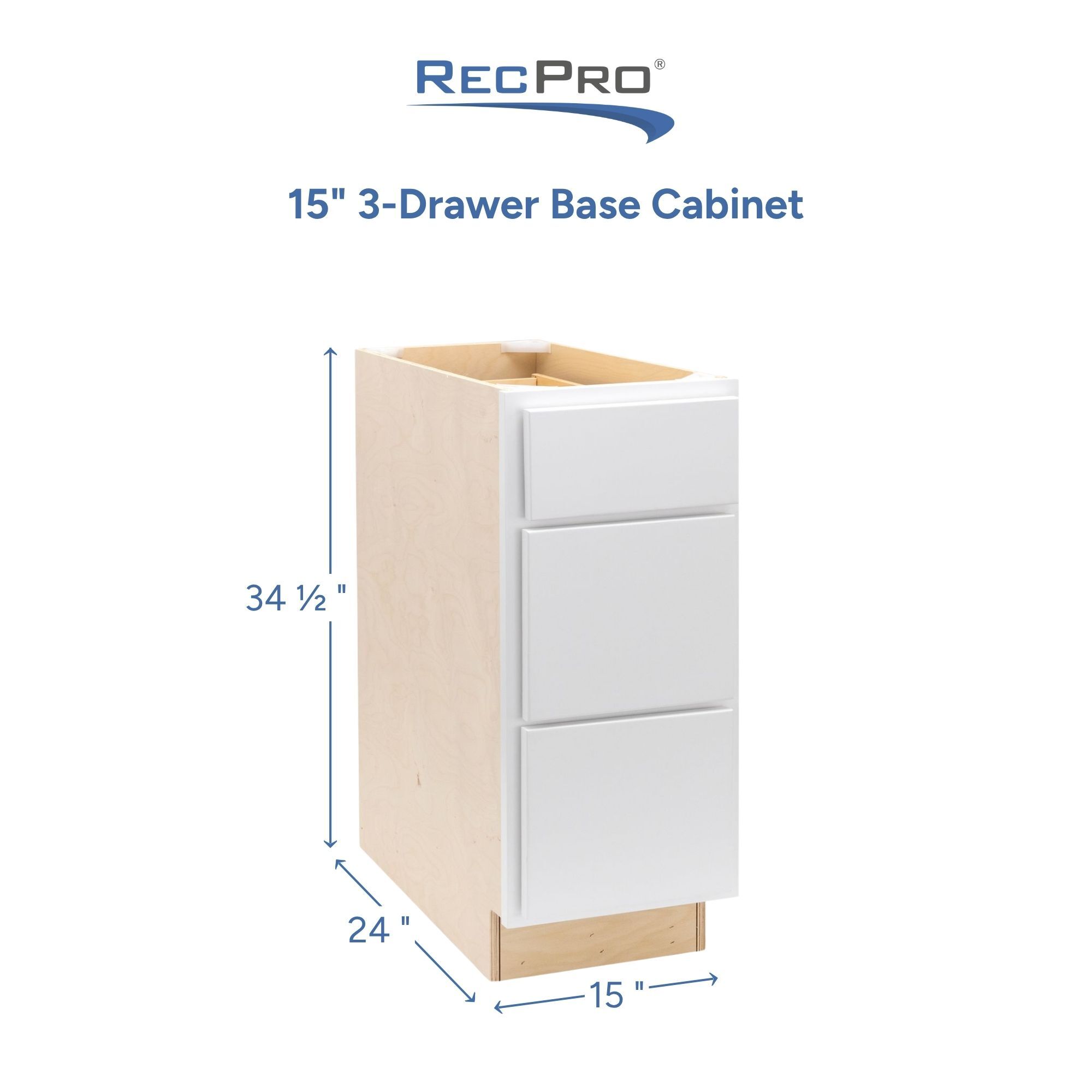 15" 3-Drawer Base Cabinet Measurements 15" 3-Drawer Base Cabinet Measurements