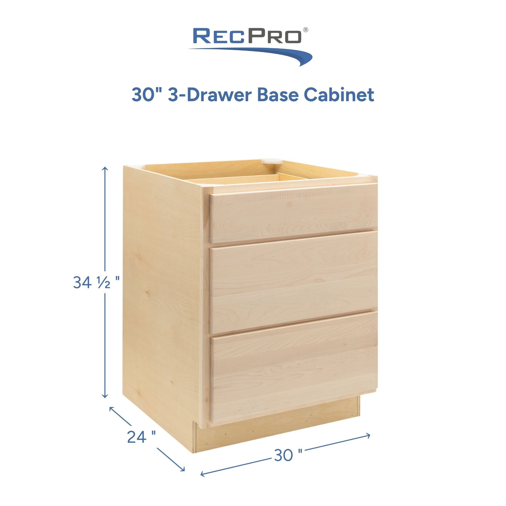 30" 3-Drawer Base Cabinet Measurements 30" 3-Drawer Base Cabinet Measurements