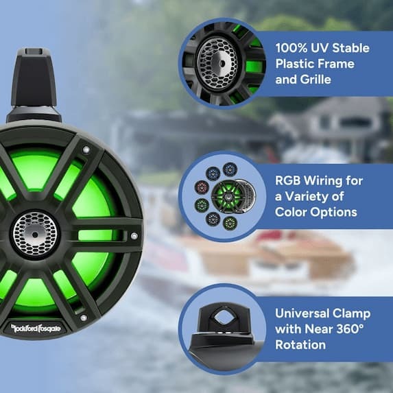 100% UV Stable Plastic Frame and Grille, RGB Wiring for a Variety of Color Options, Universal Clamp with Near 360 Rotation