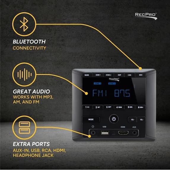 bluetooth connectivity, great audio, extra ports
