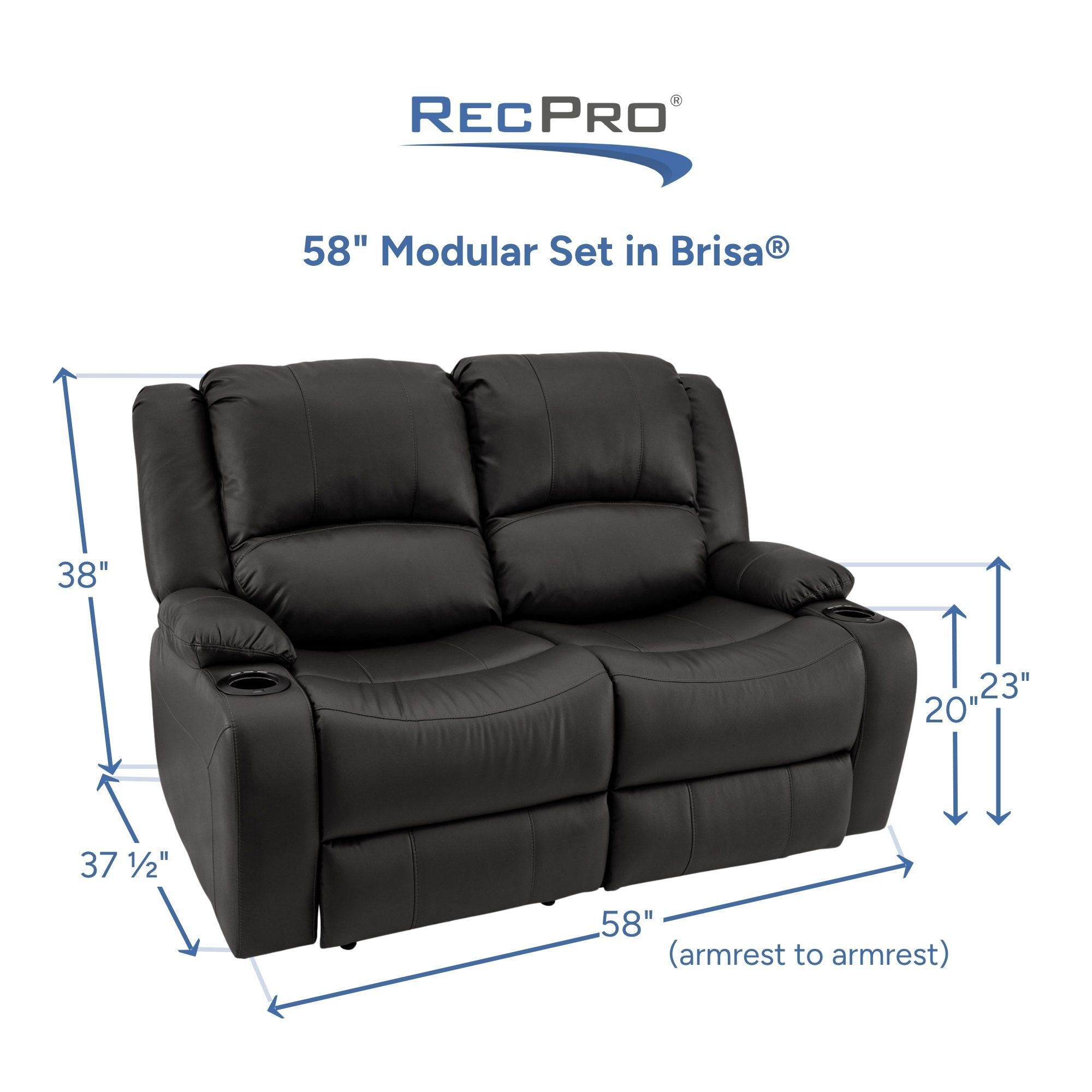 58" Modular Set in Brisa Measurements 58" Modular Set in Brisa Measurements