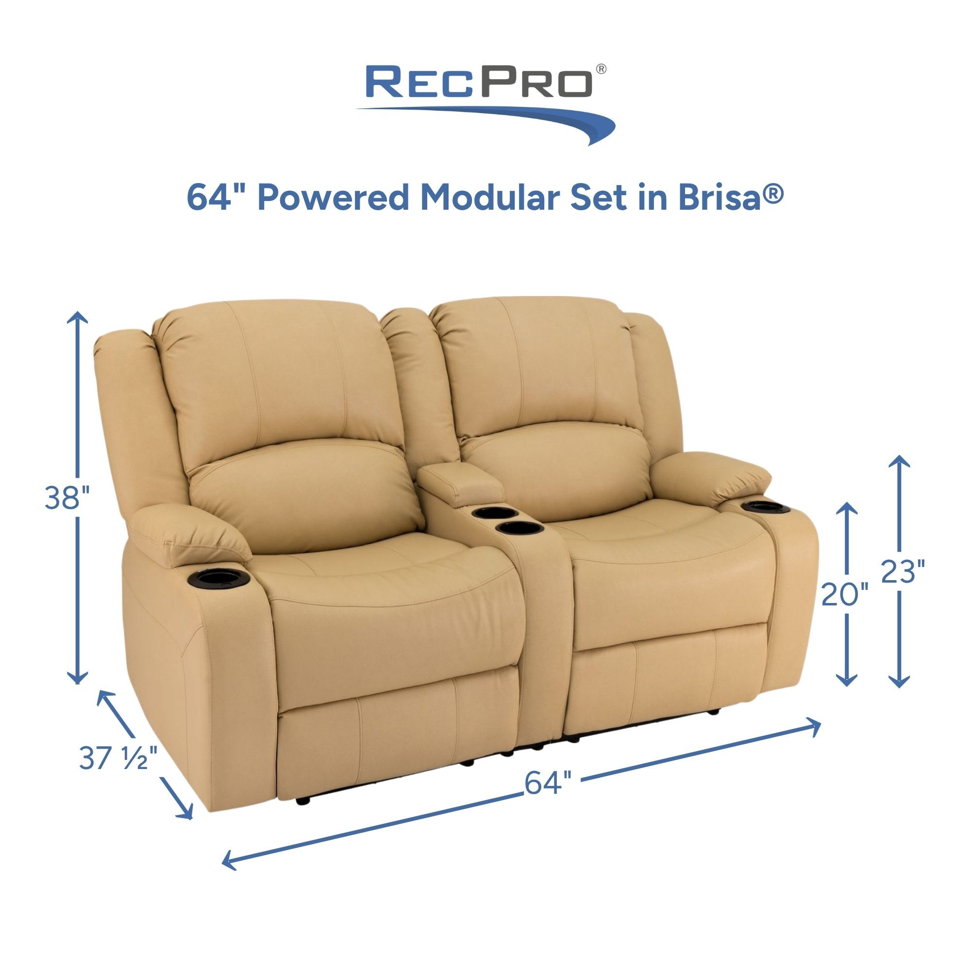 64" Powered Modular Set in Brisa Measurements 64" Powered Modular Set in Brisa Measurements