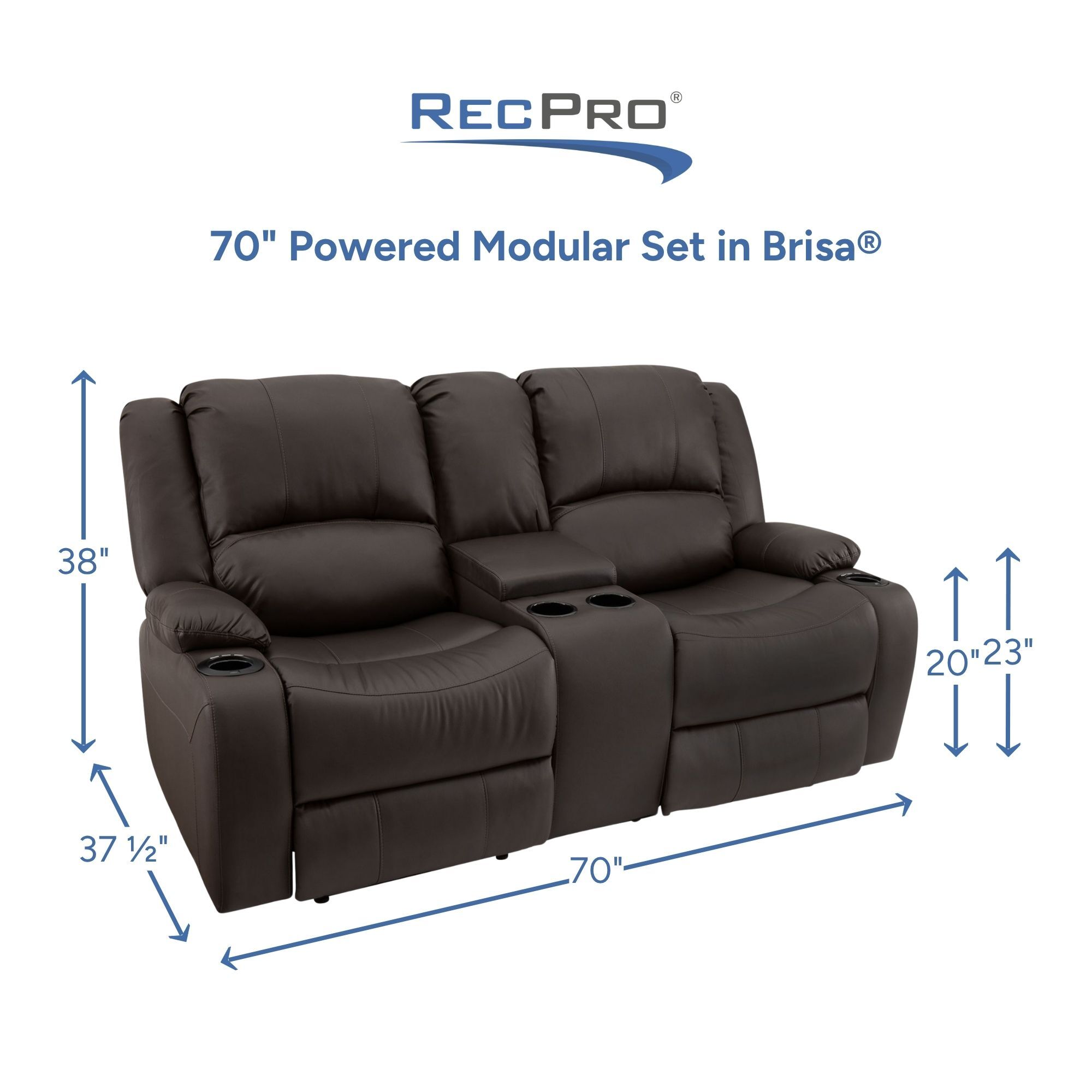 70" Powered Modular Set in Brisa Measurements 70" Powered Modular Set in Brisa Measurements