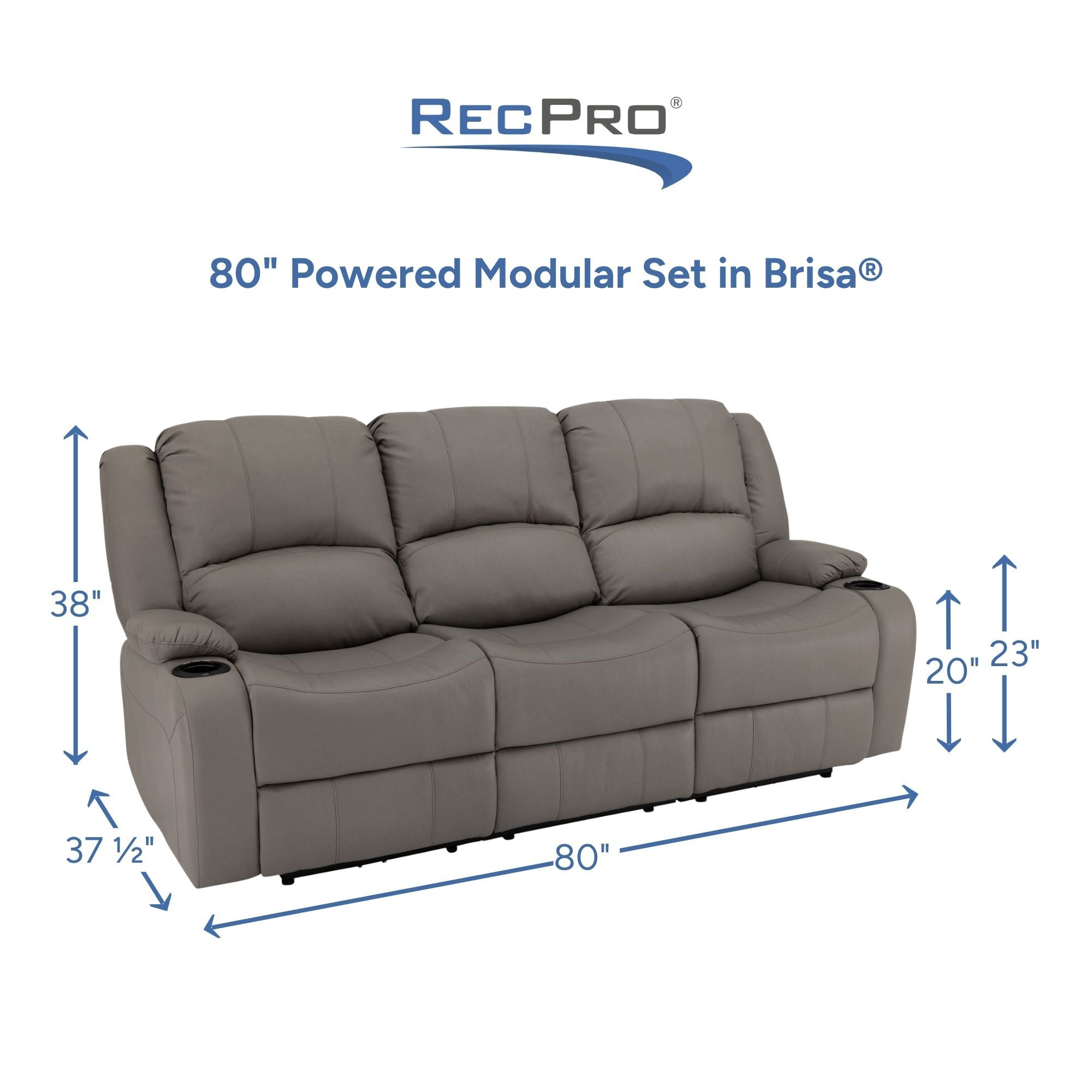 80" Powered Modular Set in Brisa Measurements 80" Powered Modular Set in Brisa Measurements