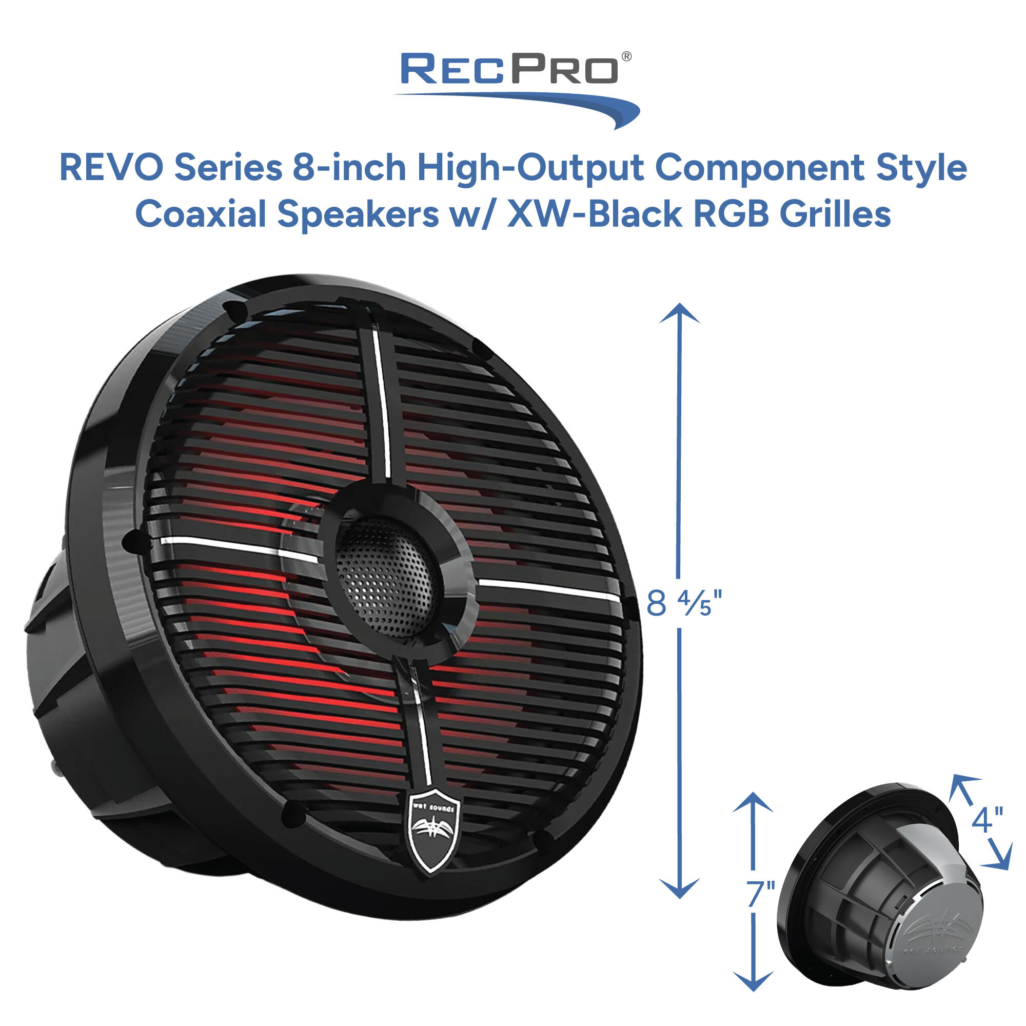 REVO Series 8-inch High-Output Component Style Coaxial Speakers w/ XW-Black RGB Grilles Measurements 