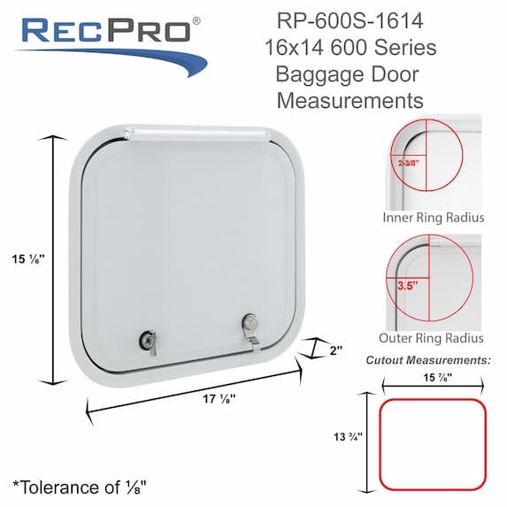 RP-600S-1614 16x14 Baggage Door Measurements