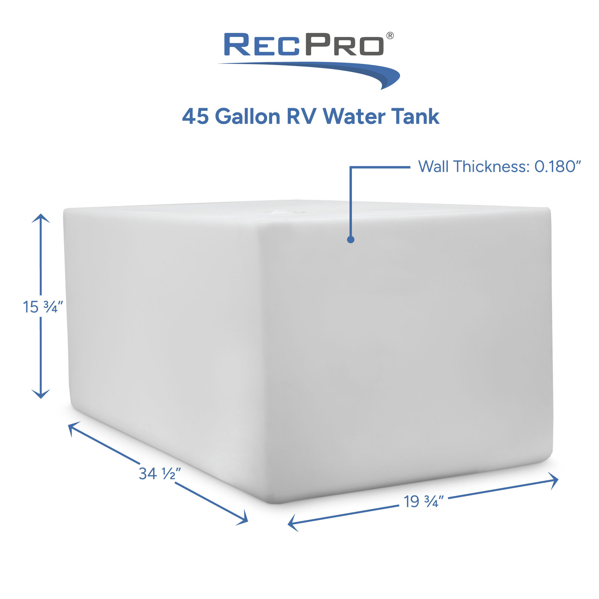 45 Gallon RV Water Tank