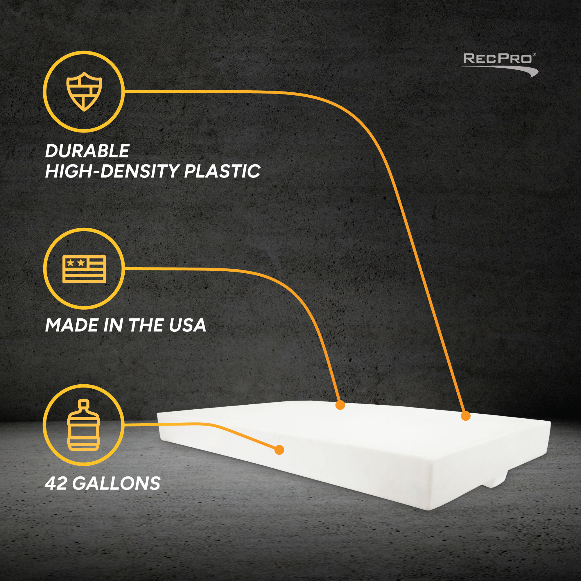 Durable High-Density Plastic, Made in the USA, 42 Gallons