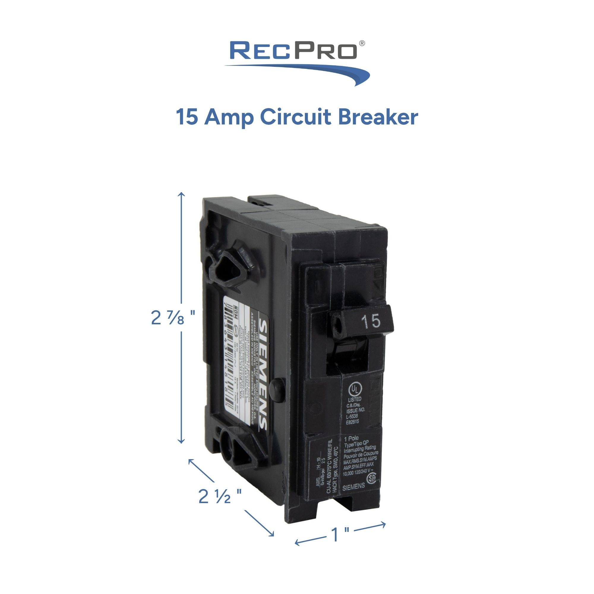 15 Amp Circuit Breaker Measurements 15 Amp Circuit Breaker Measurements