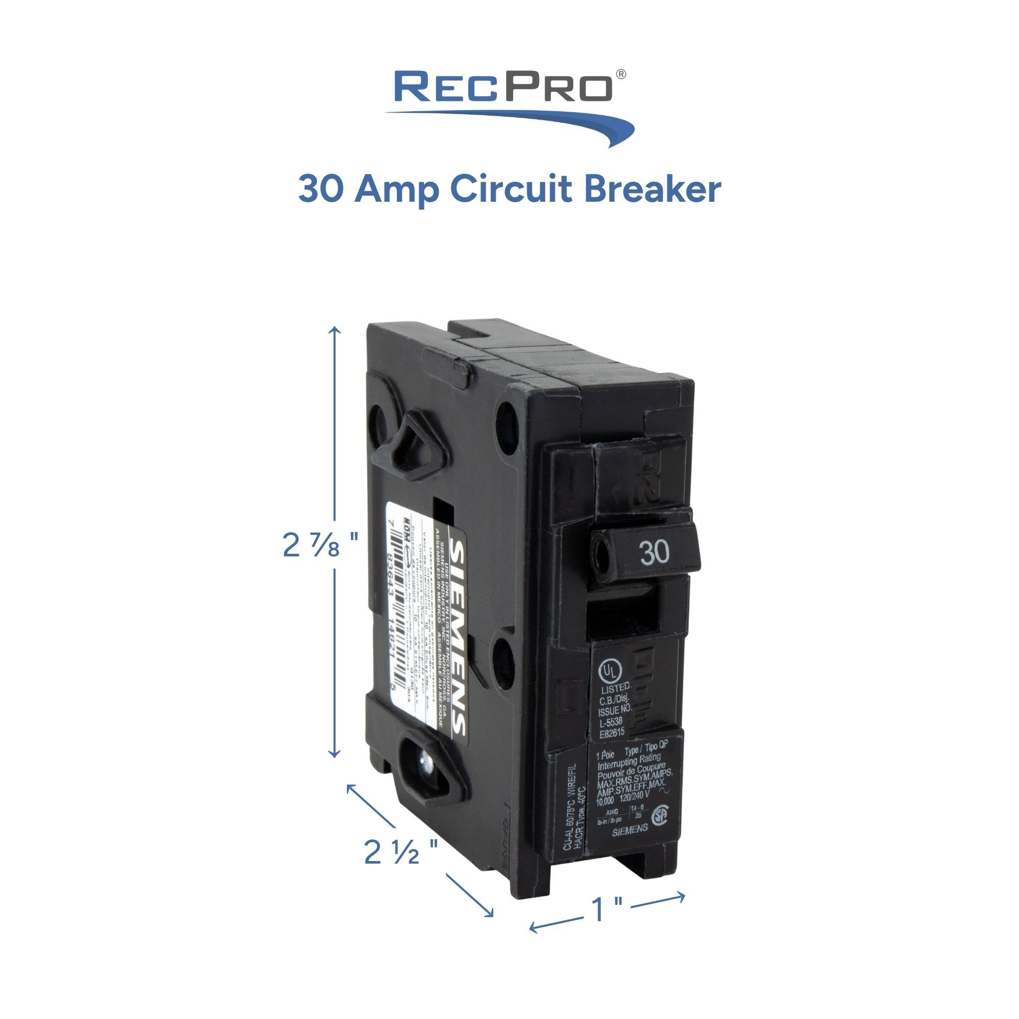 30 Amp Circuit Breaker Measurements 