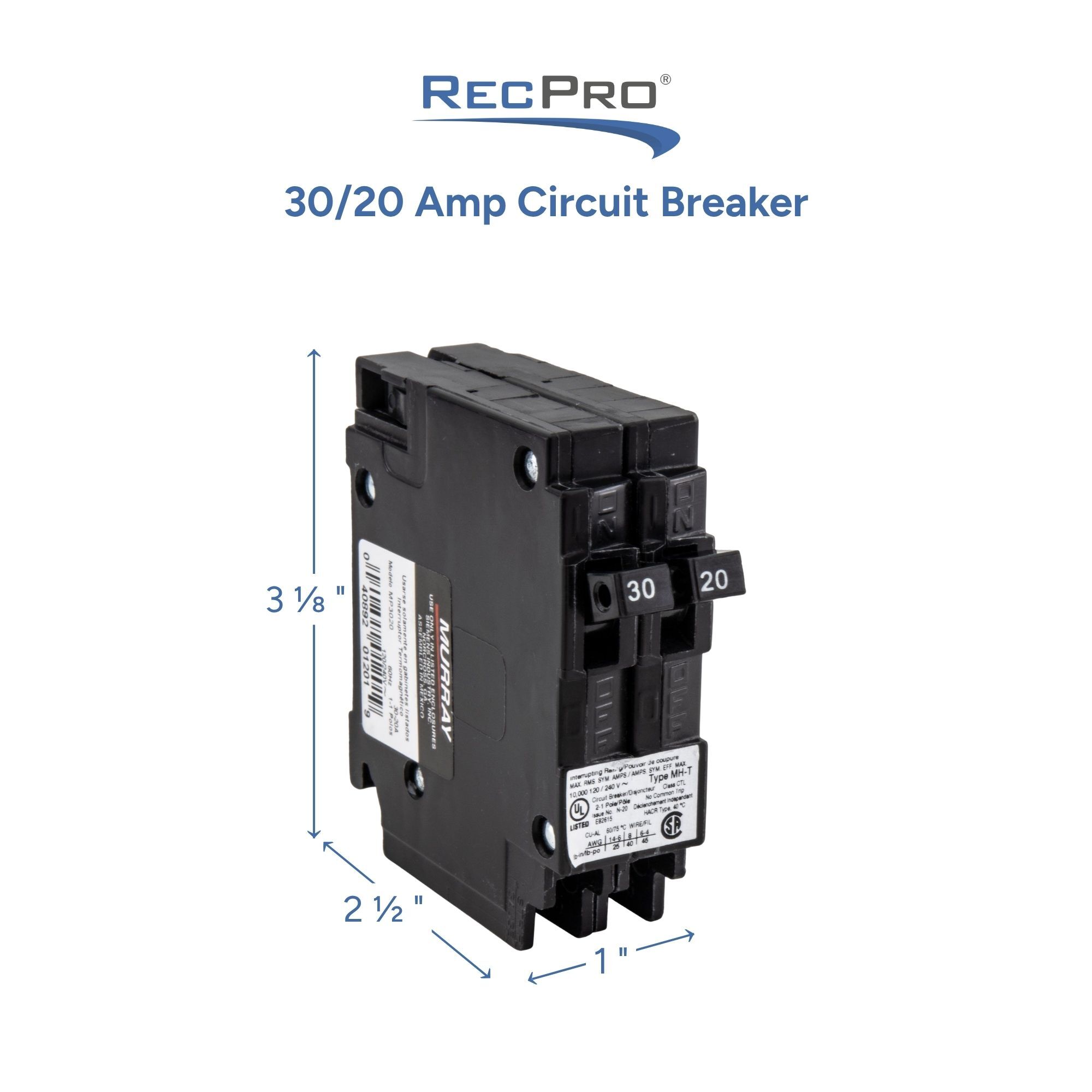 30/20 Amp Circuit Breaker Measurements 30/20 Amp Circuit Breaker Measurements