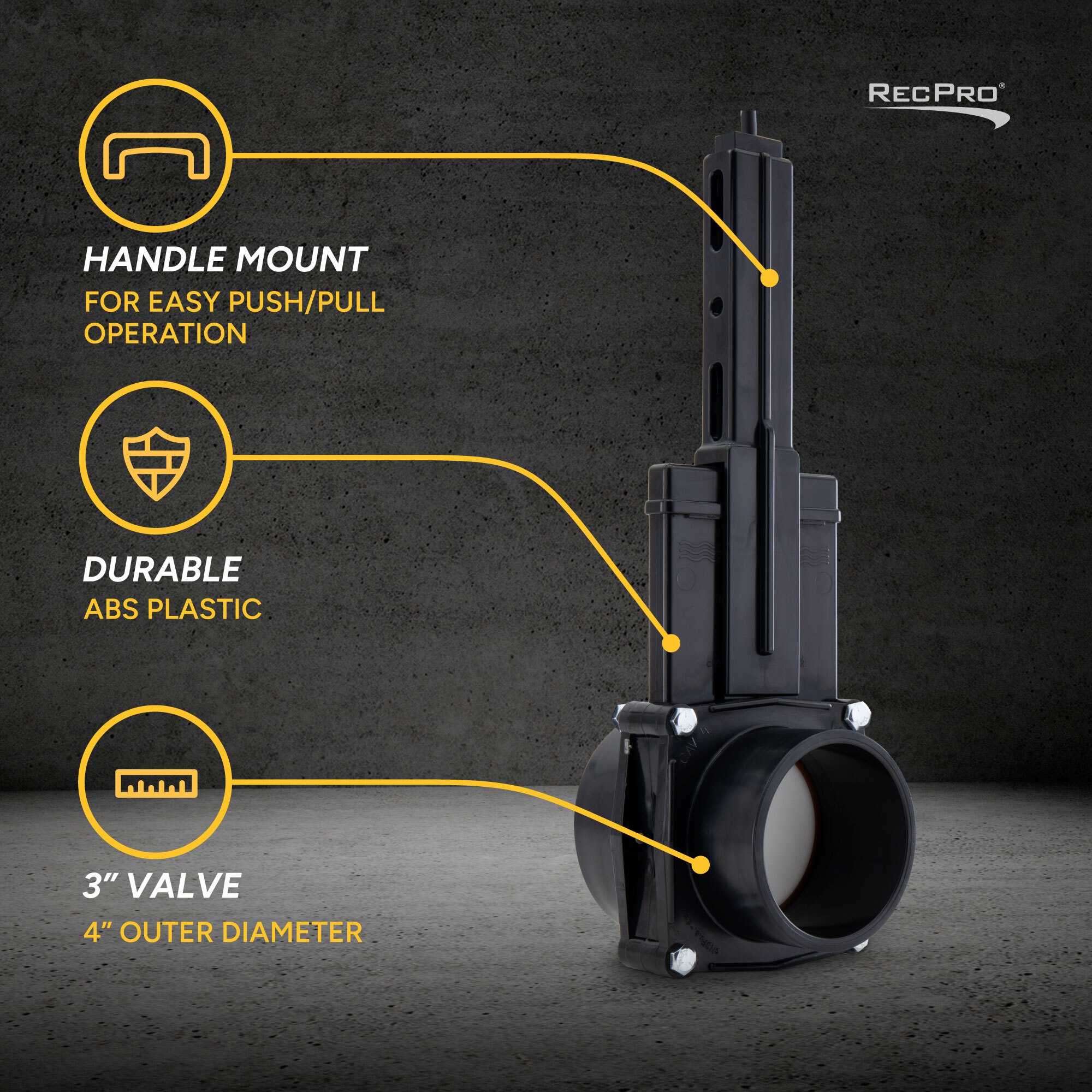 Handle mount, durable abs plastic, 3