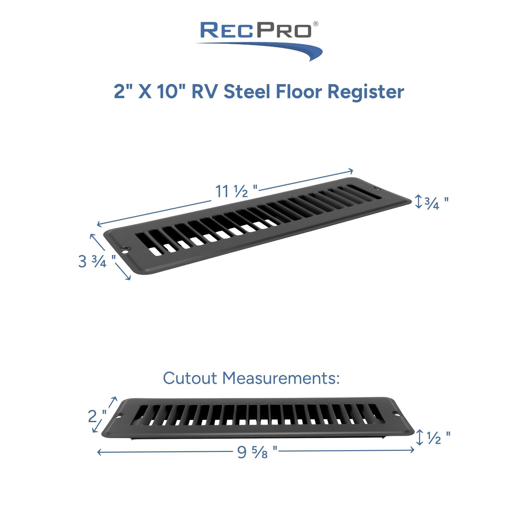 2" x 10" RV Steel Floor Register Measurements 2" x 10" RV Steel Floor Register Measurements