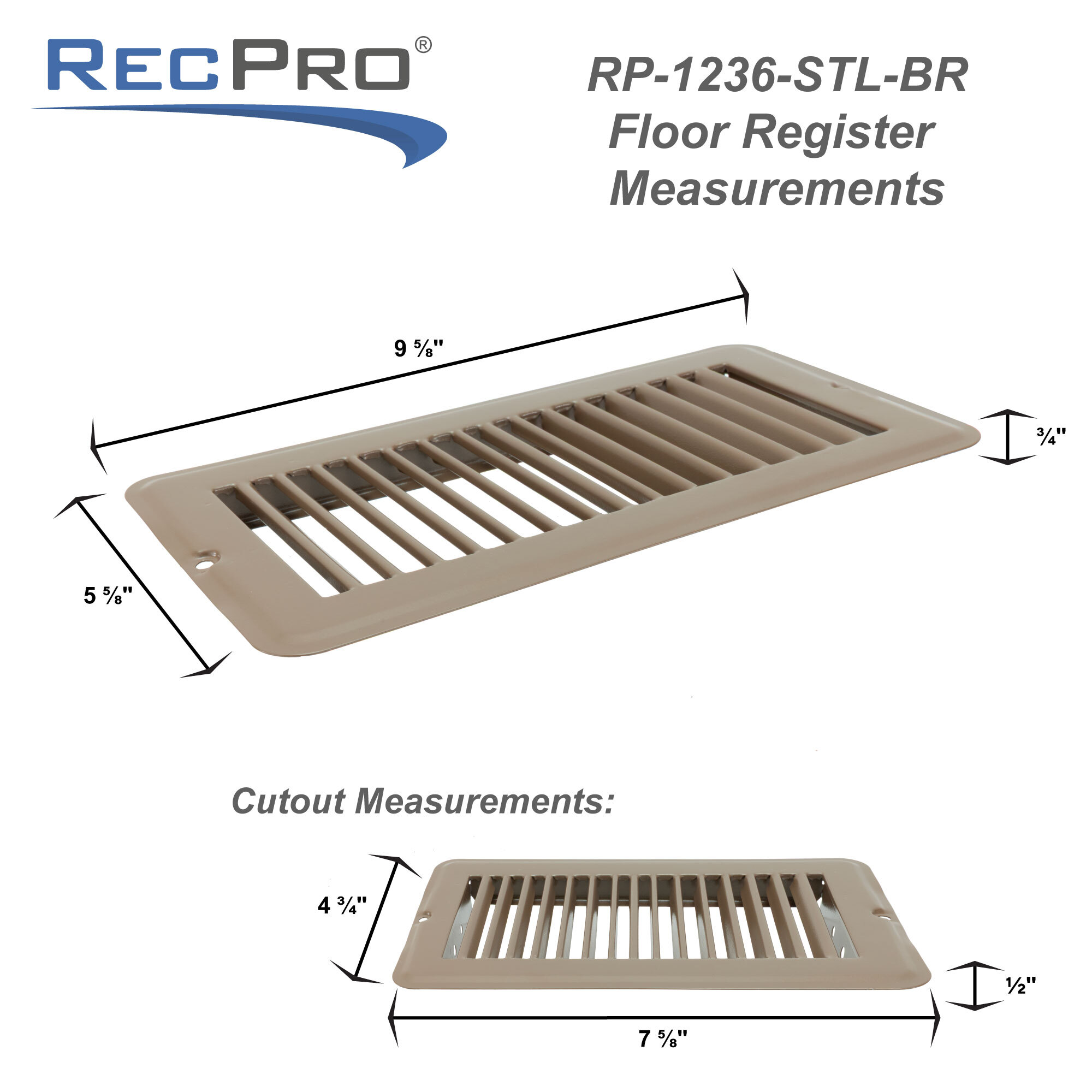 RP-1236-STL Measurements 9 5/8" x 5 5/8" x 3/4" RP-1236-STL Measurements 9 5/8" x 5 5/8" x 3/4"