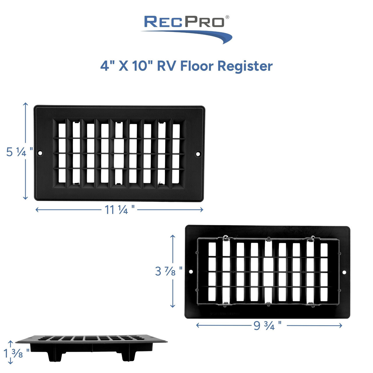 4" x 10" RV Floor Register Measurements 