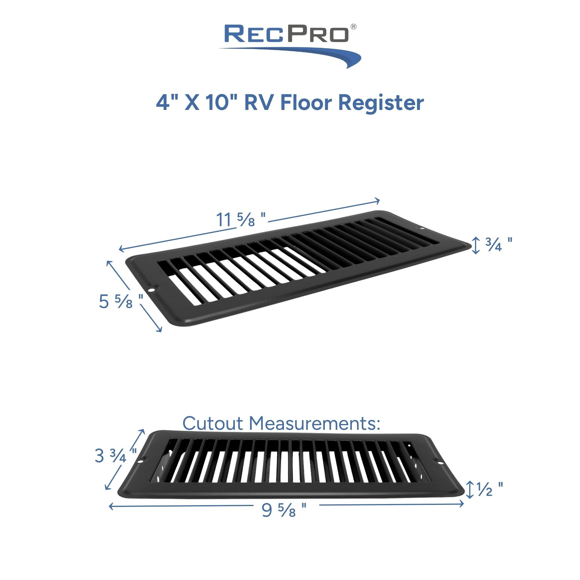 4" x 10" RV Floor Register Measurements 4" x 10" RV Floor Register Measurements