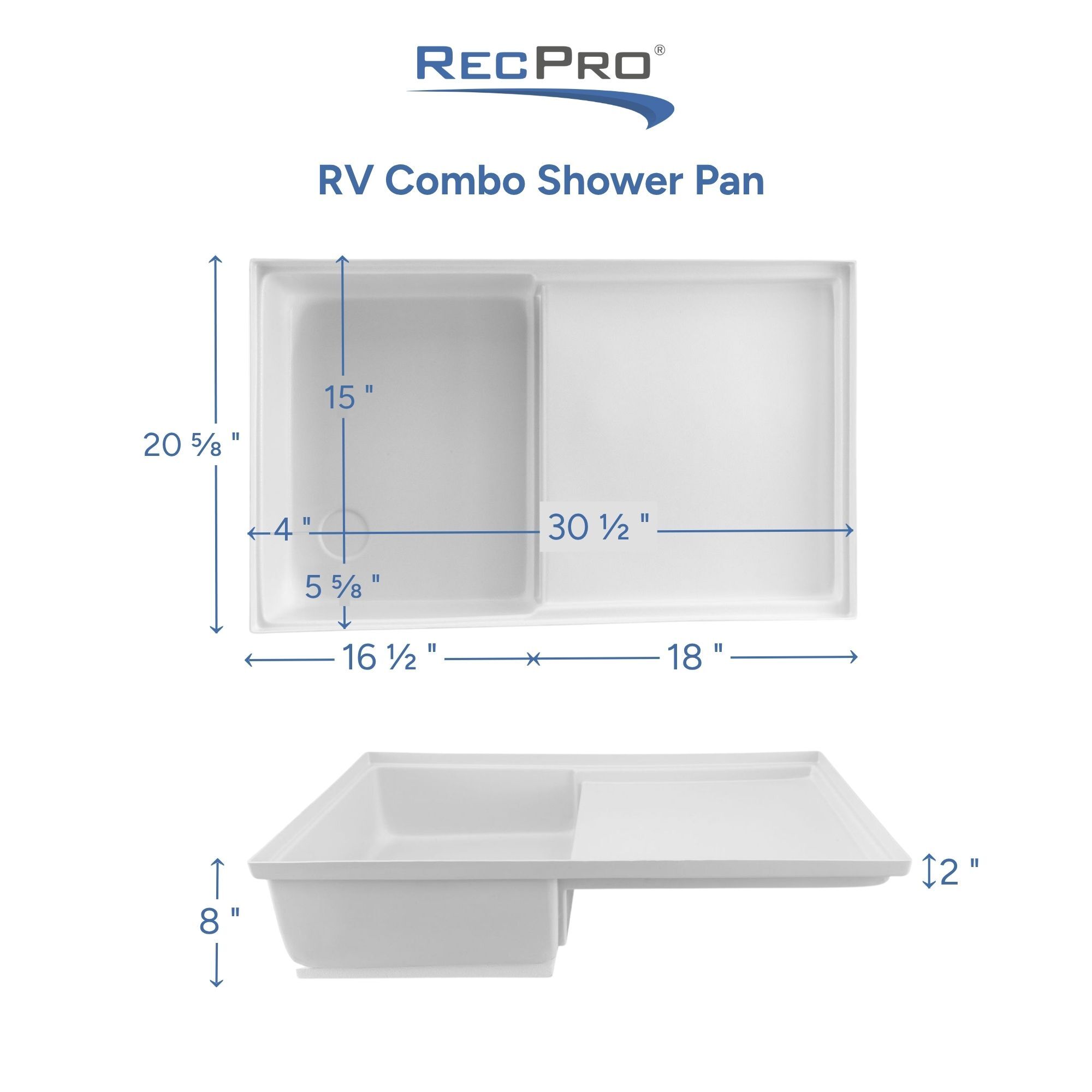 RV Combo Shower Pan Measurements 