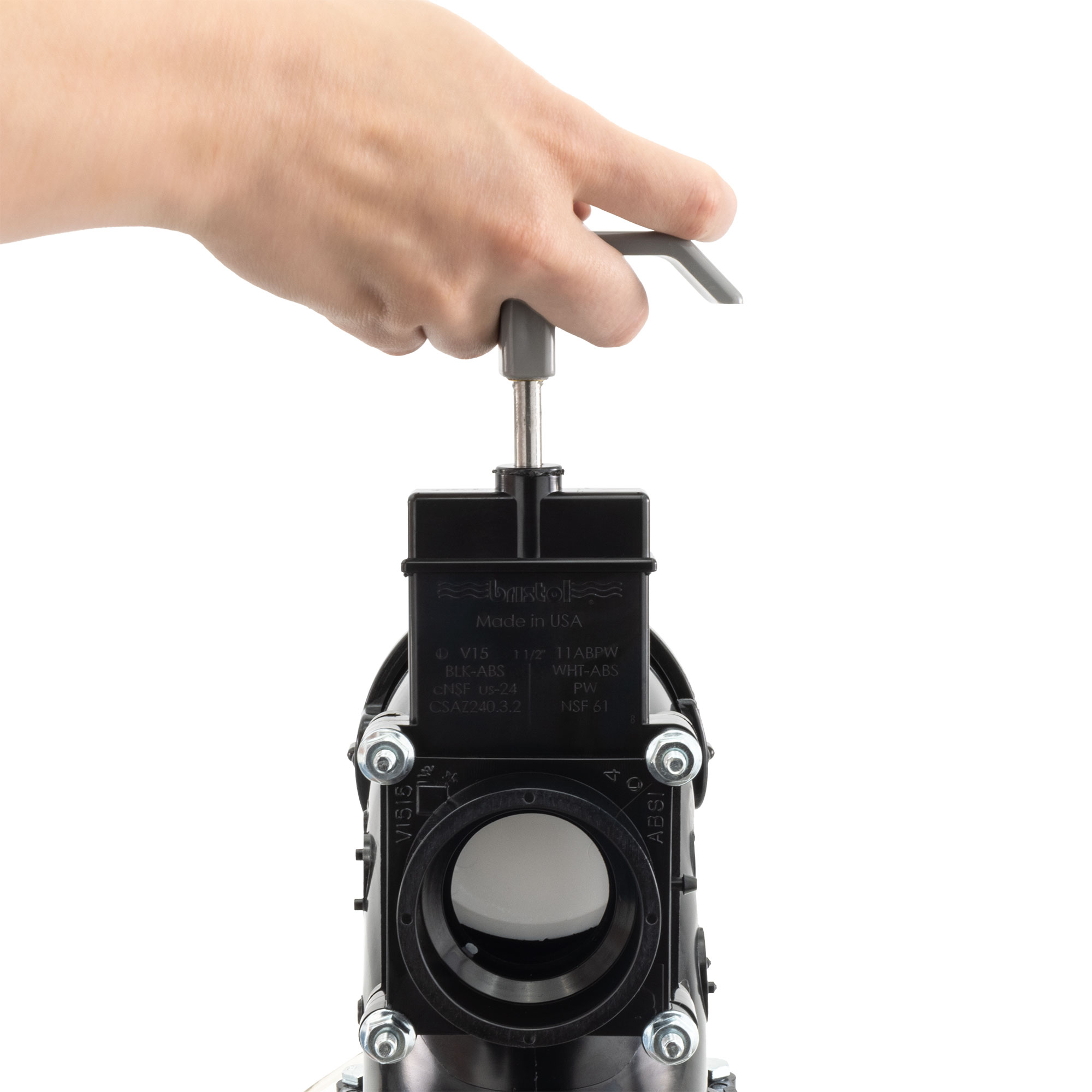 gray waste valve handle