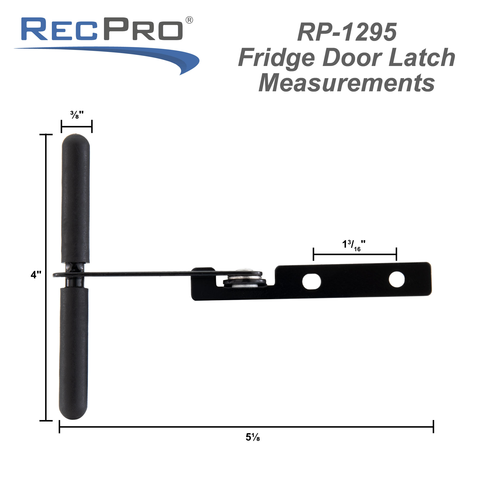 RV black refrigerator door latch measurements.