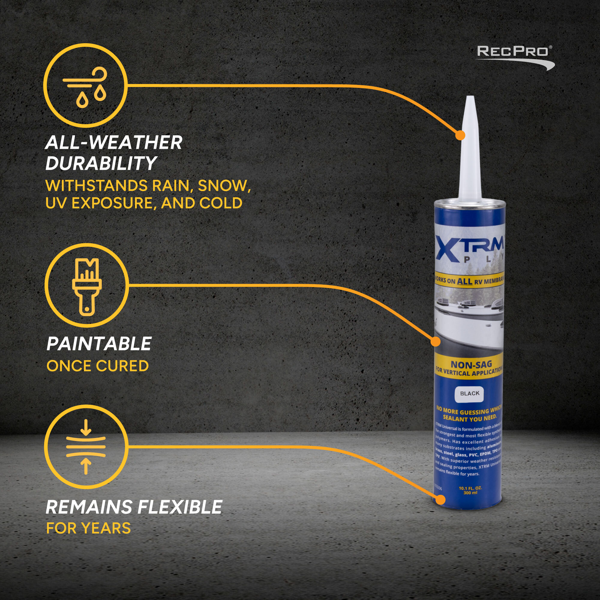 All-Weather durability, Paintable, Remains flexible