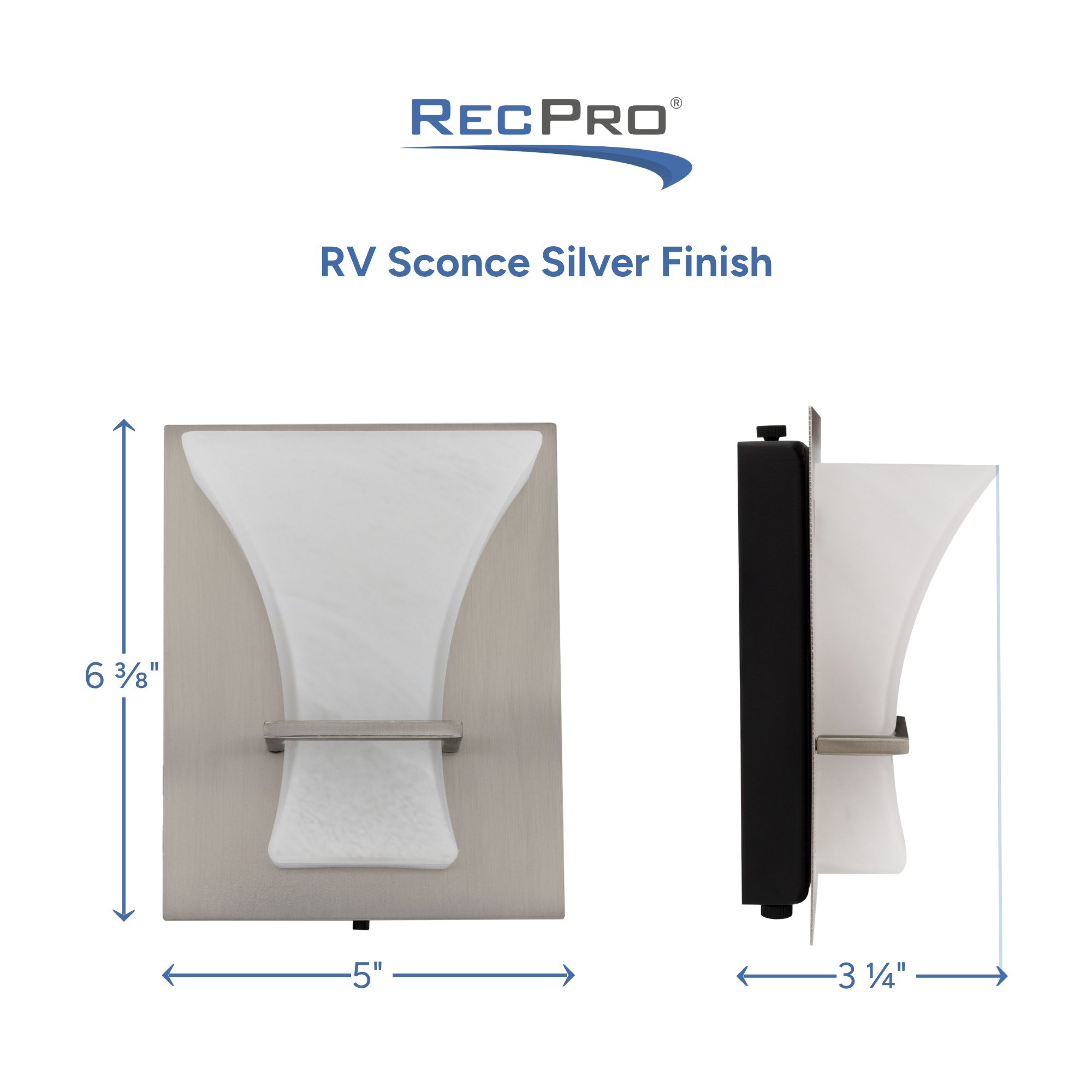RV Sconce Silver Finish Measurements RV Sconce Silver Finish Measurements