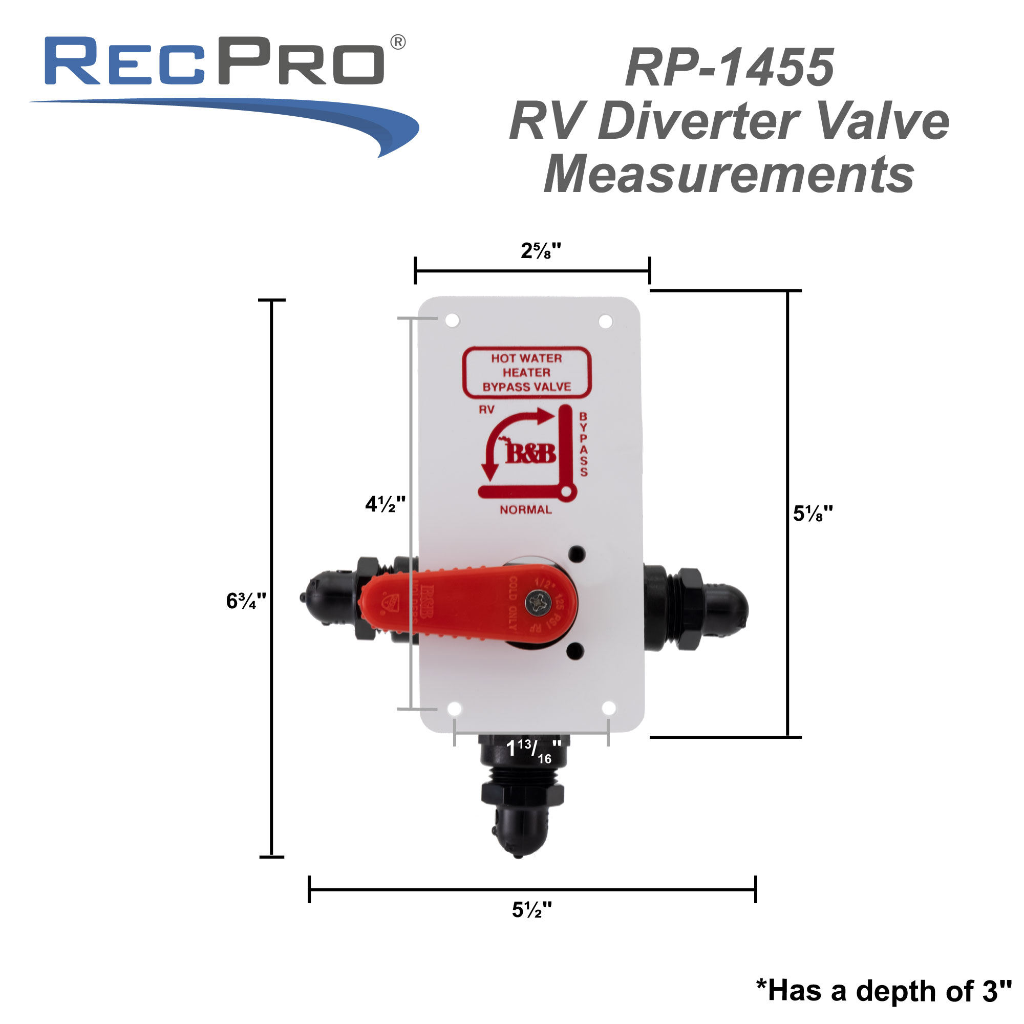 RecPro RV Water Heater Bypass Diverter Valve – 1/2" PEX Directional Valve RP-1455
