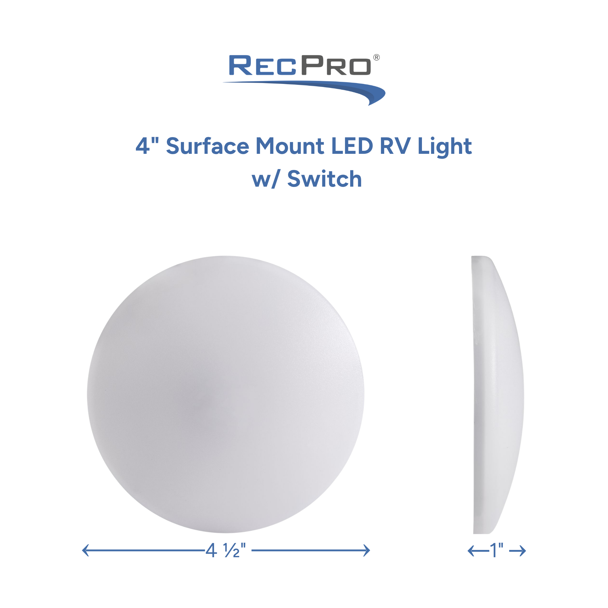 4" Surface Mount LED RV Light w/ Switch Measurements 