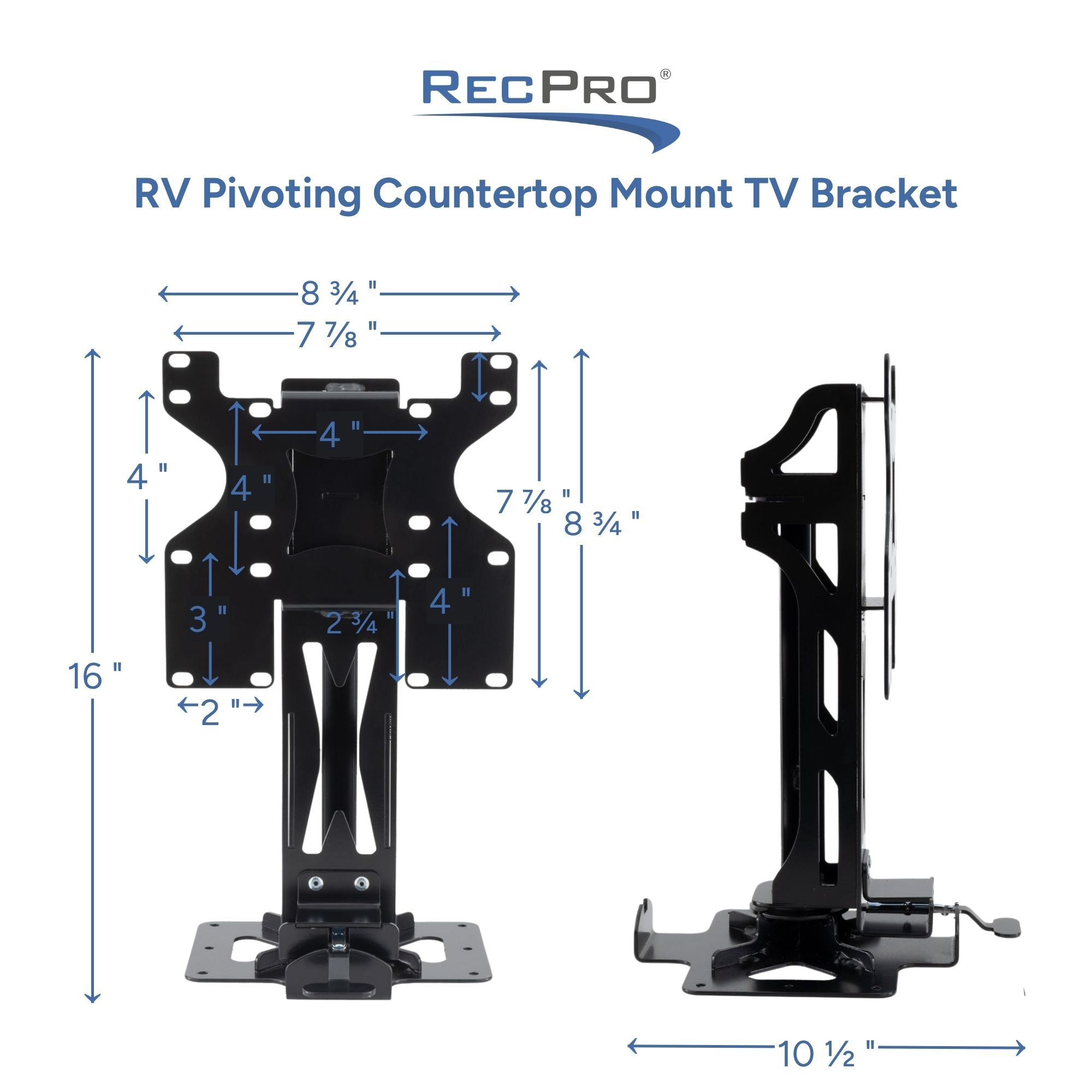 RV Pivoting Countertop Mount TV Bracket Measurements RV Pivoting Countertop Mount TV Bracket Measurements