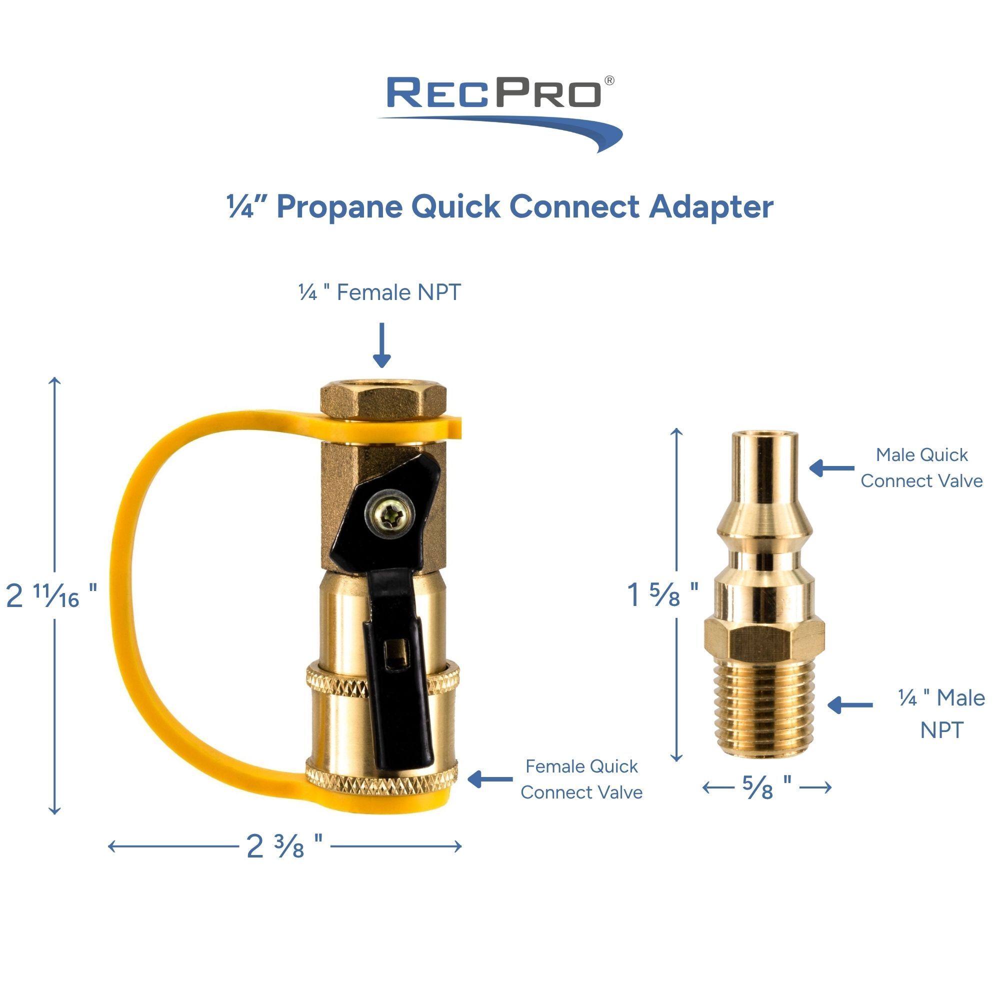 1/4" Propane Quick Connect Adapter Measurements 1/4" Propane Quick Connect Adapter Measurements